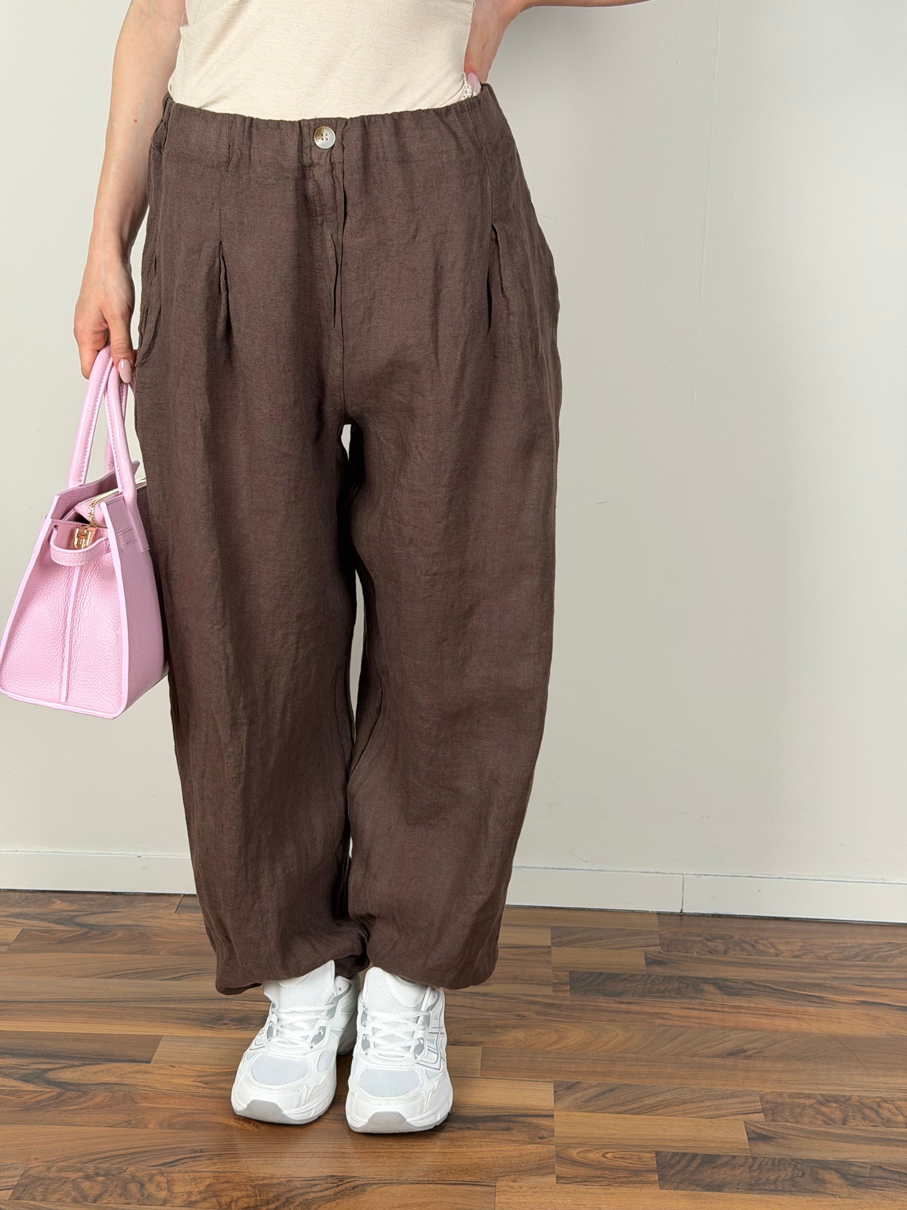 Pantalone lino Fiona moro