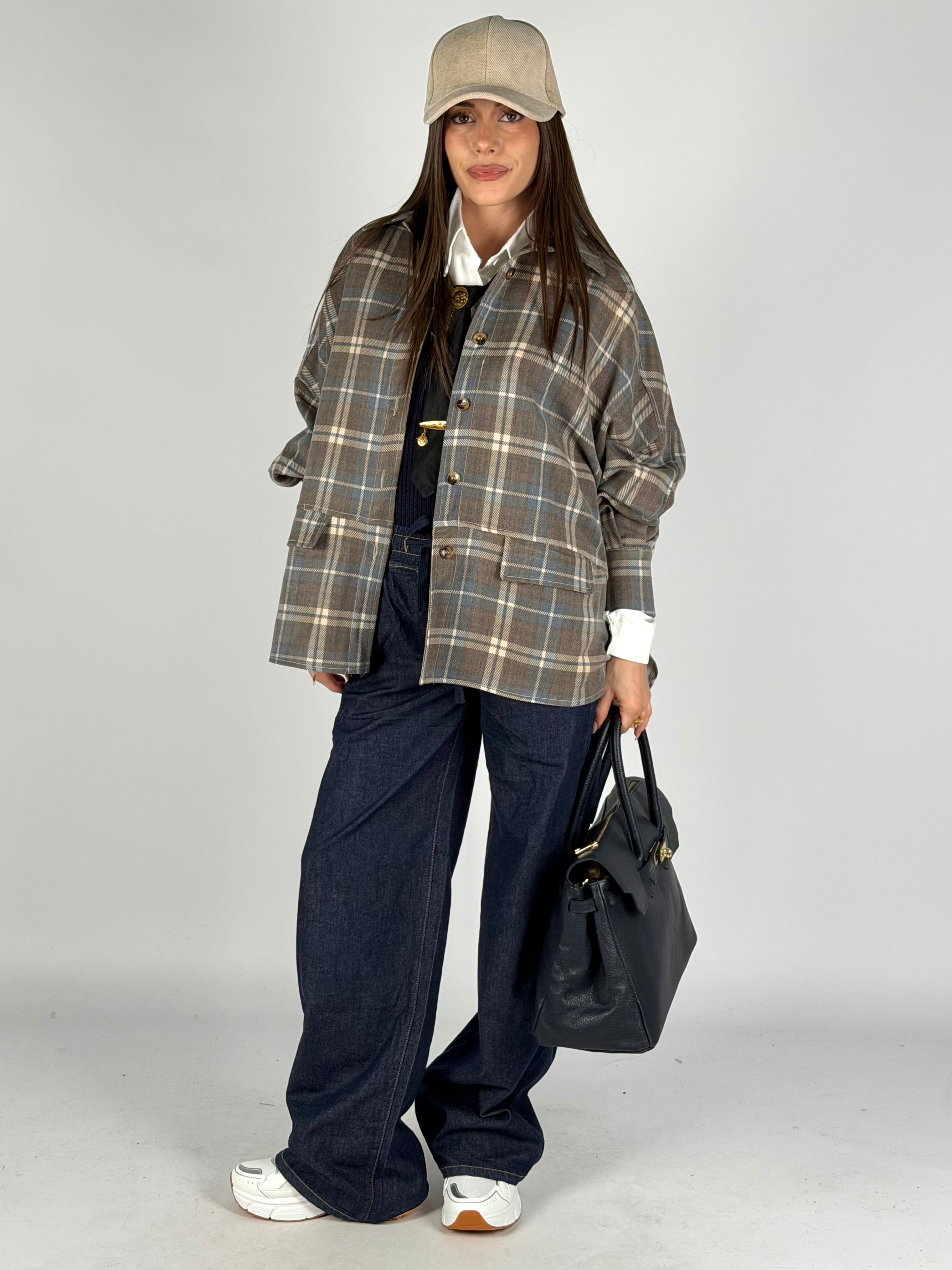 Camicia check parigina grigia