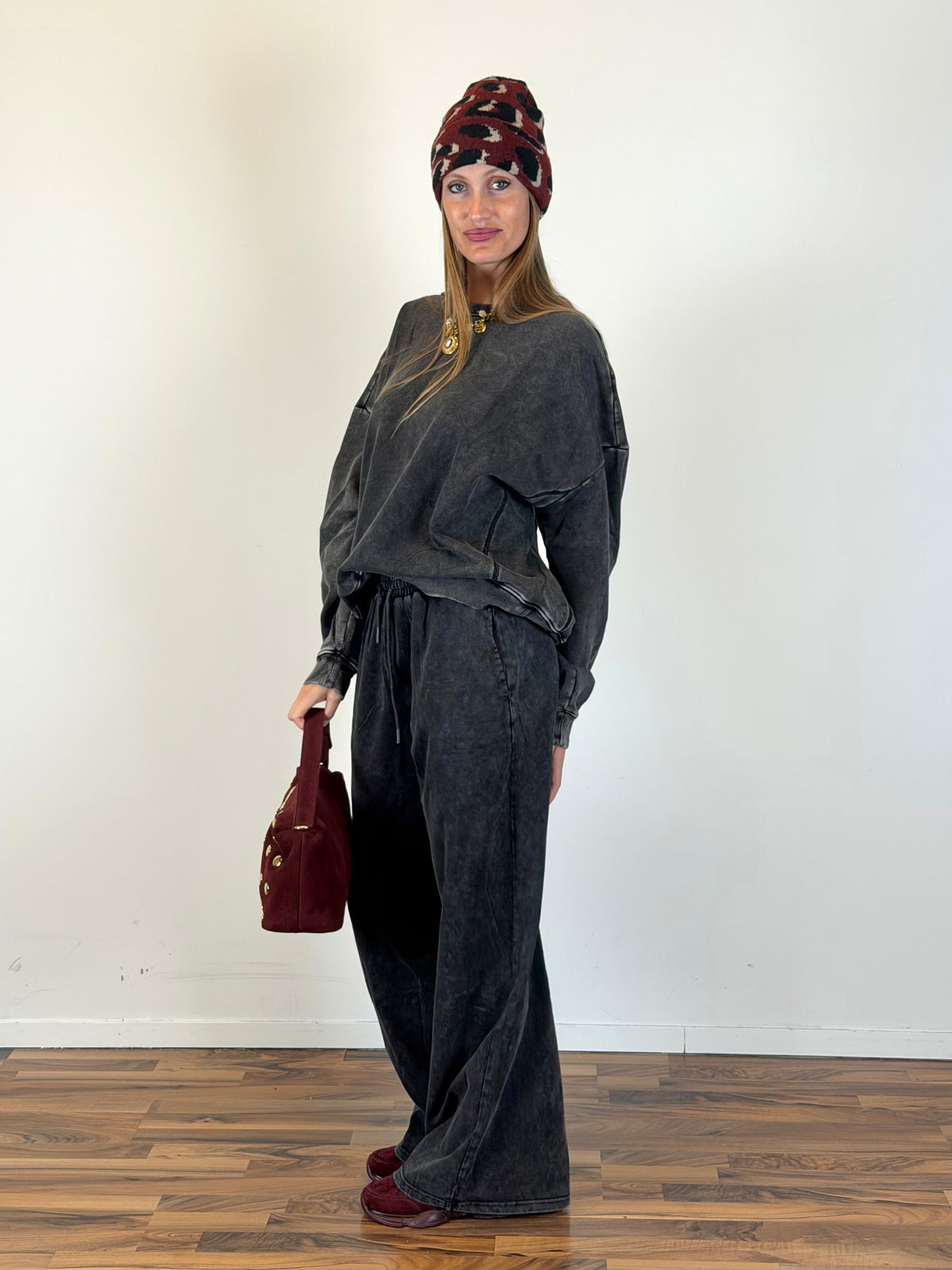Pantalone tuta Stone washed palazzo