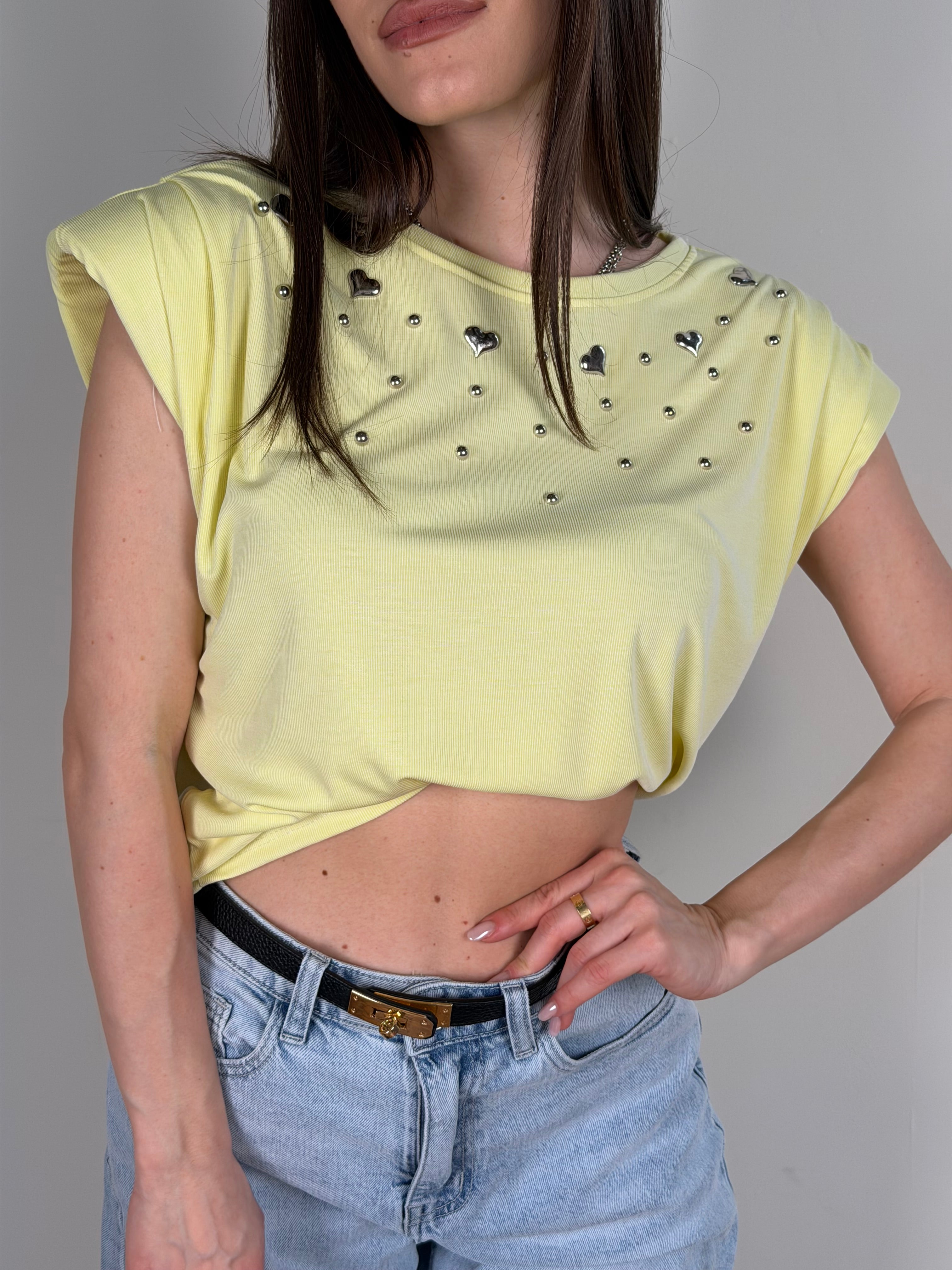 T-shirt cuori giallo