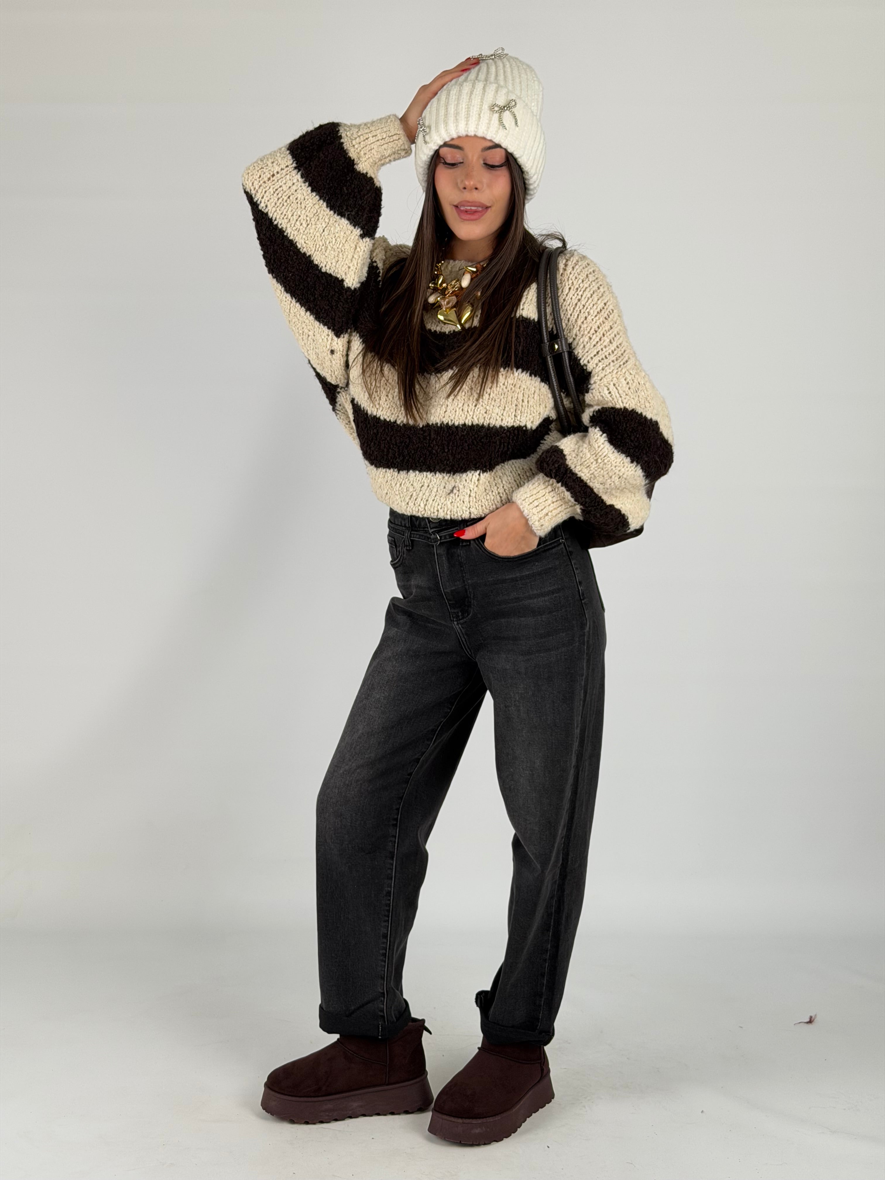 Maglia righe carry beige