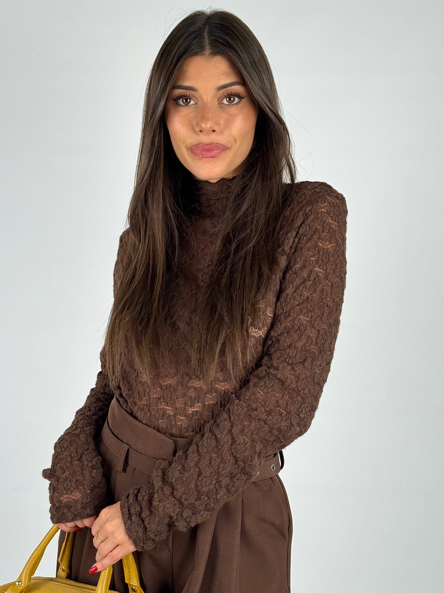 Maglia Lory pizzo marrone