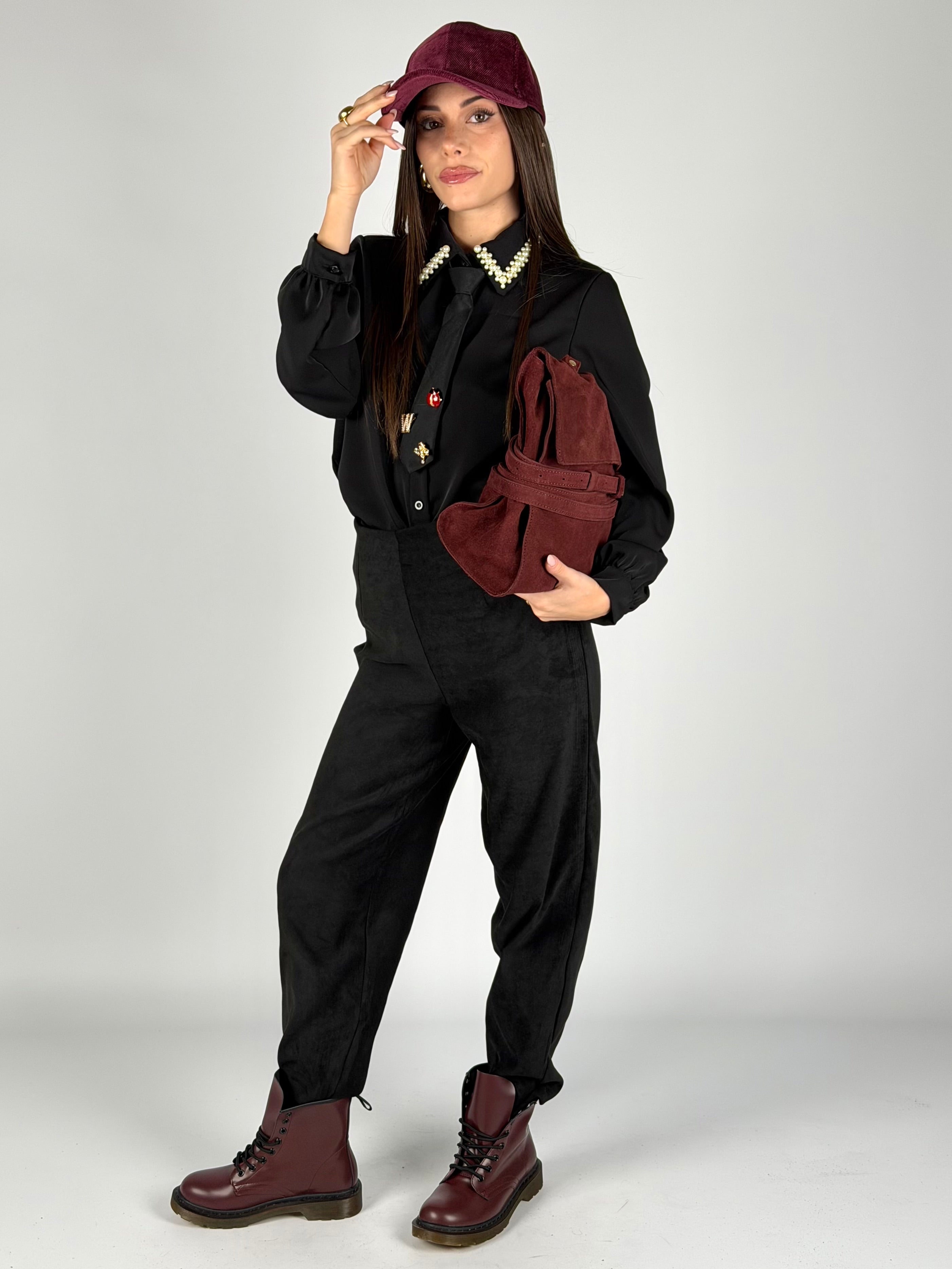 Pantalone scamosciato nero