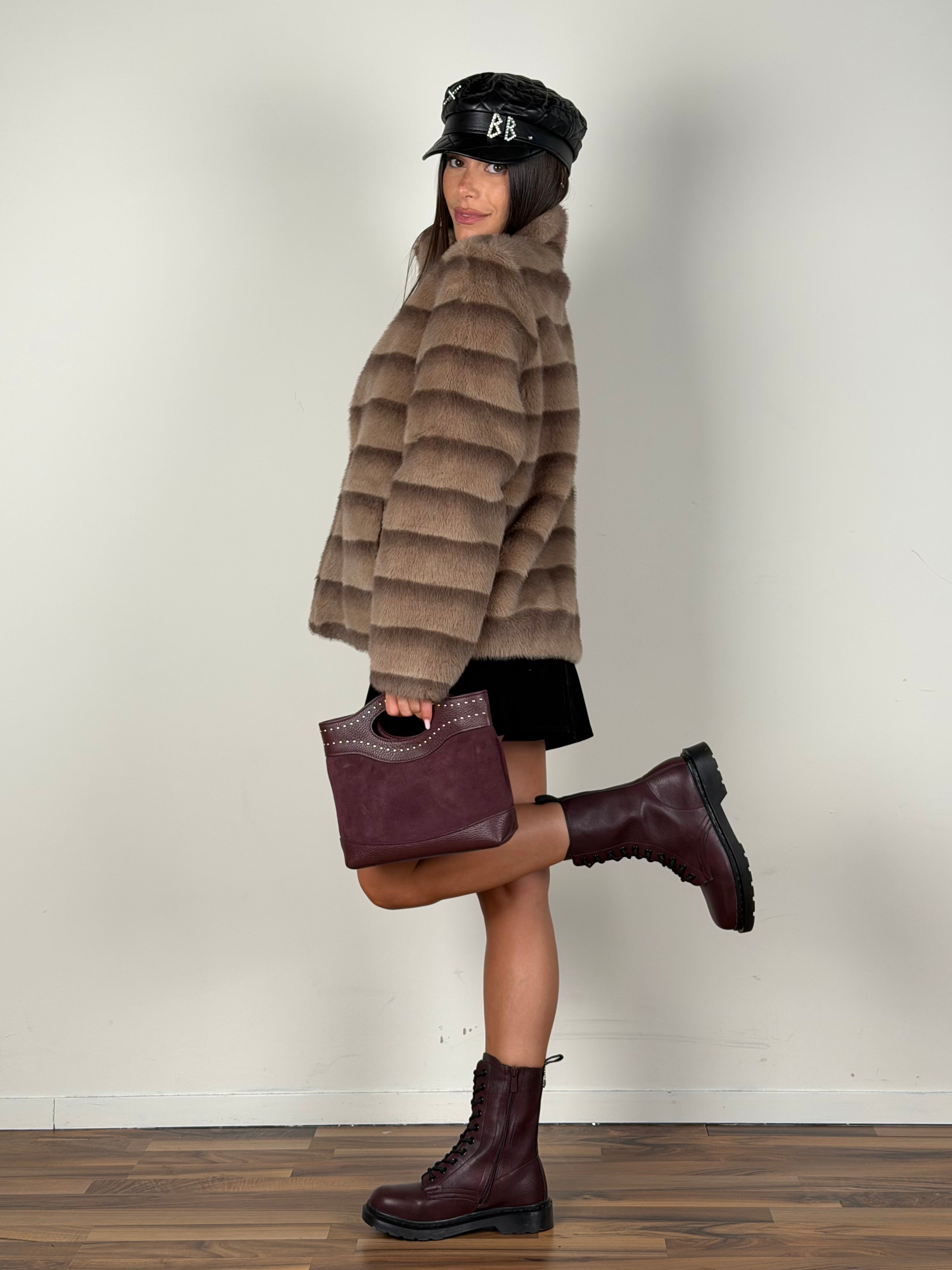 Pelliccia reversibile Nancy fango