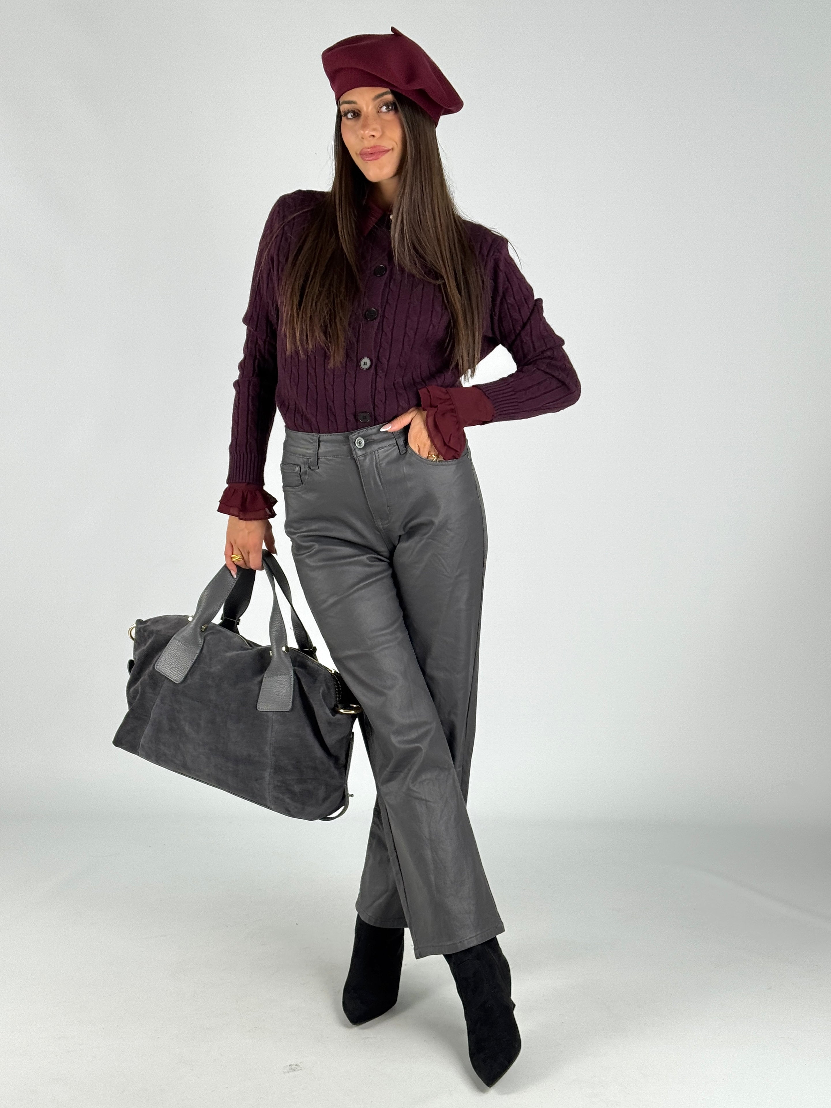 Pantalone in ecopelle Vicy grigio