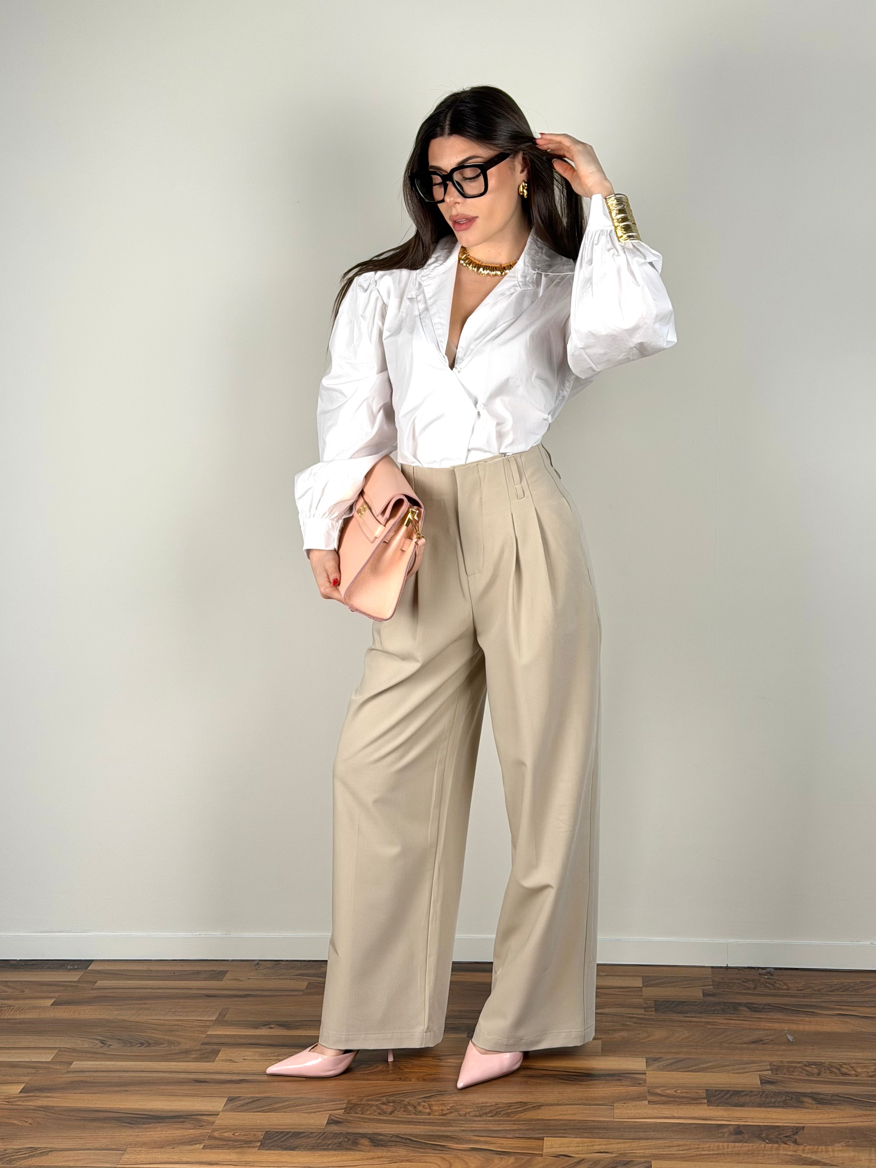 Pantalone palazzo Morgana beige