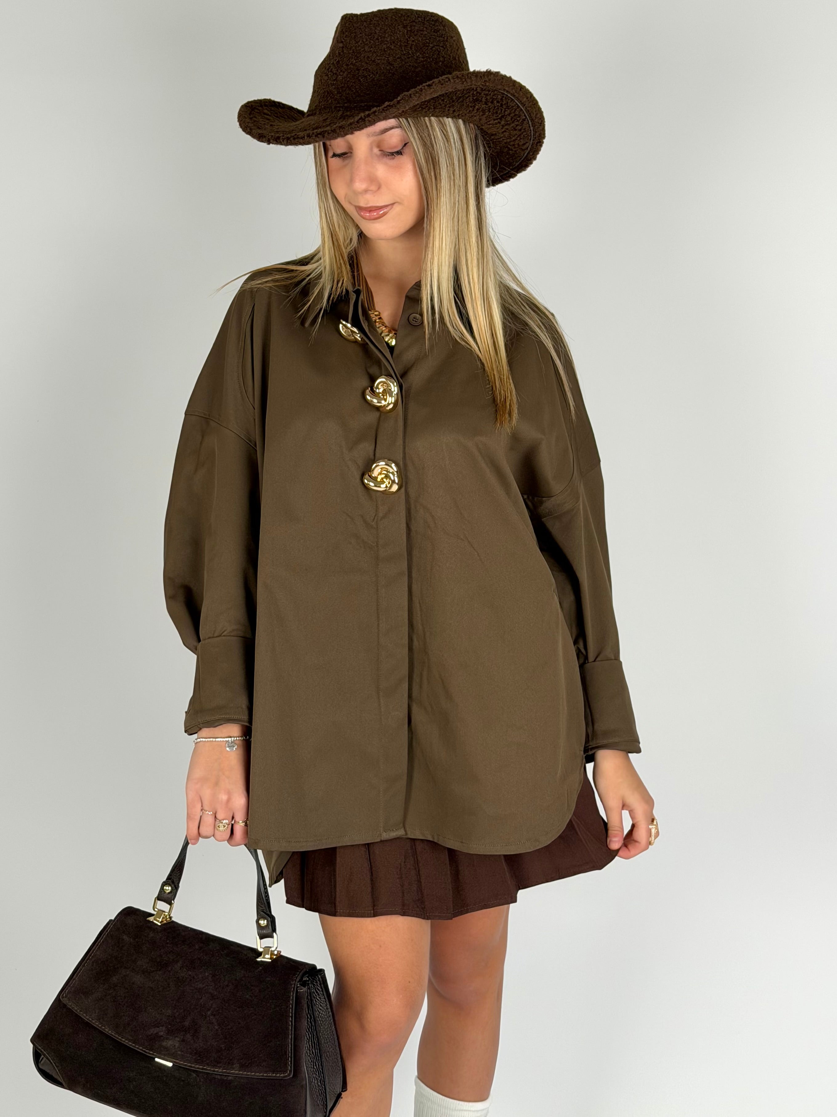 Maxi Camicia applicazioni gioiello moro