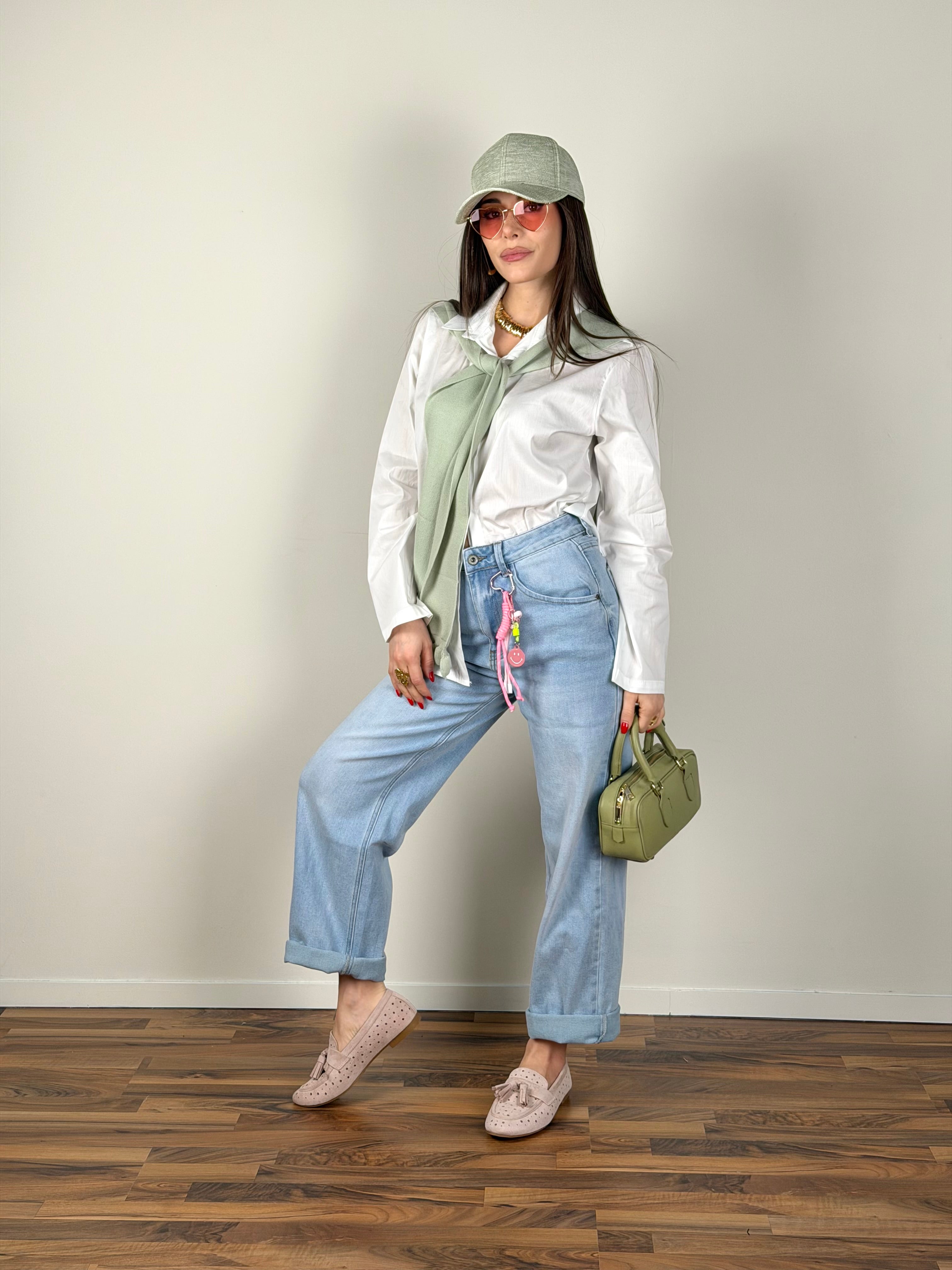 Camicia cotone + maglioncino verde