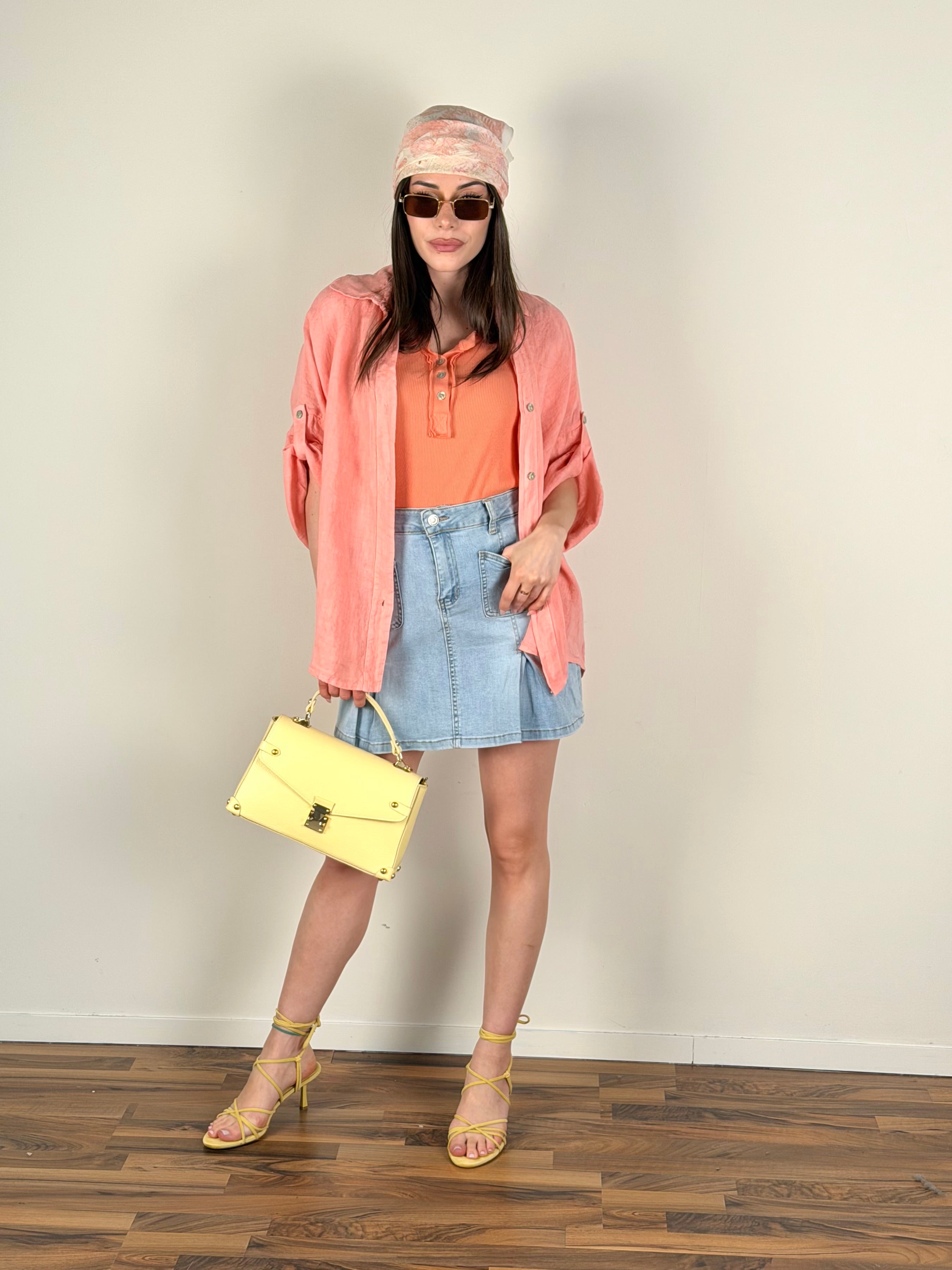Camicia Sandy Puro Lino rosa/salmone