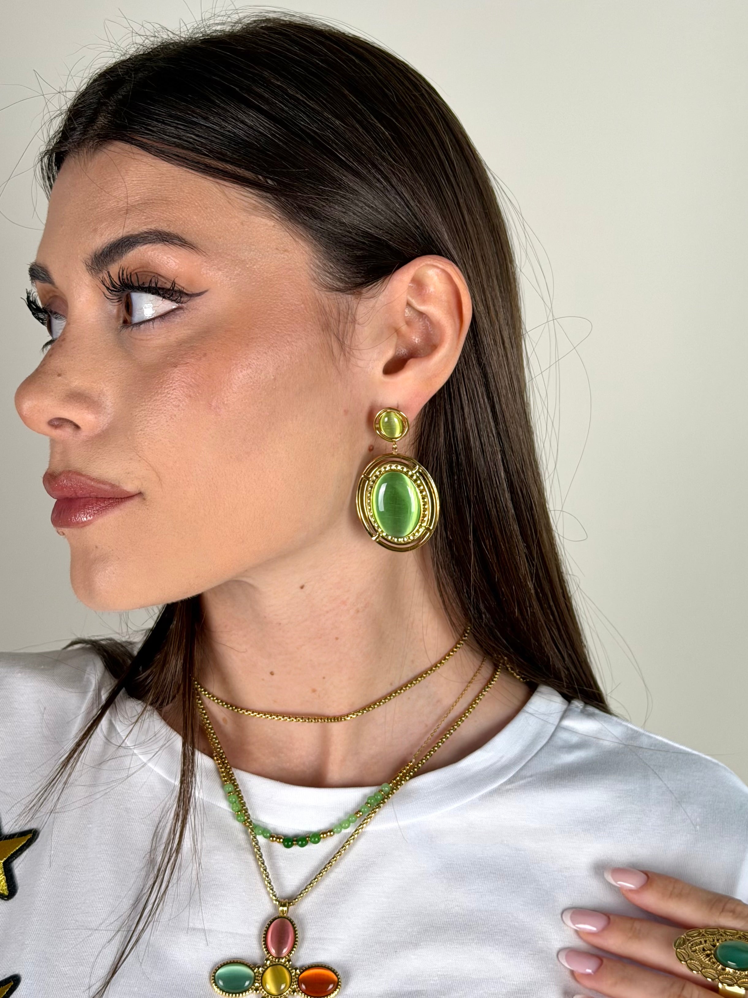 Orecchini pietra verde - collezione multicolor