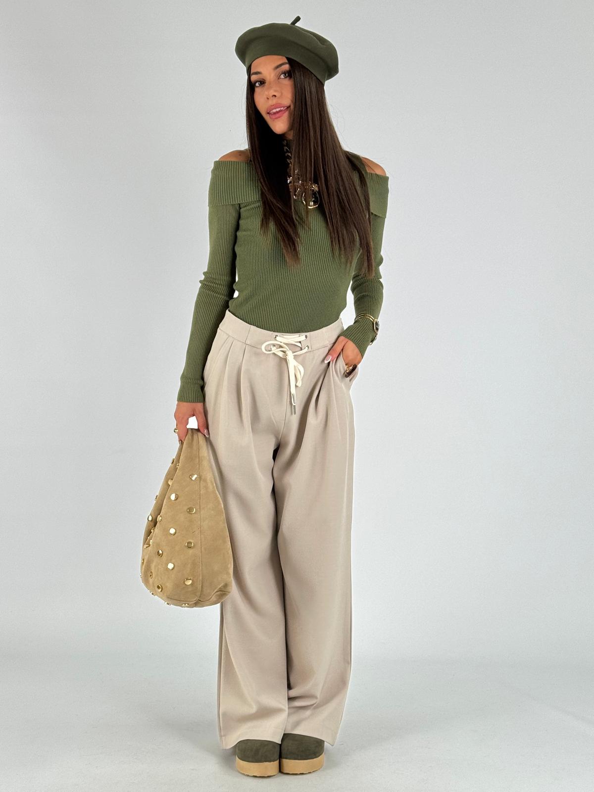 Pantalone laccetto beige