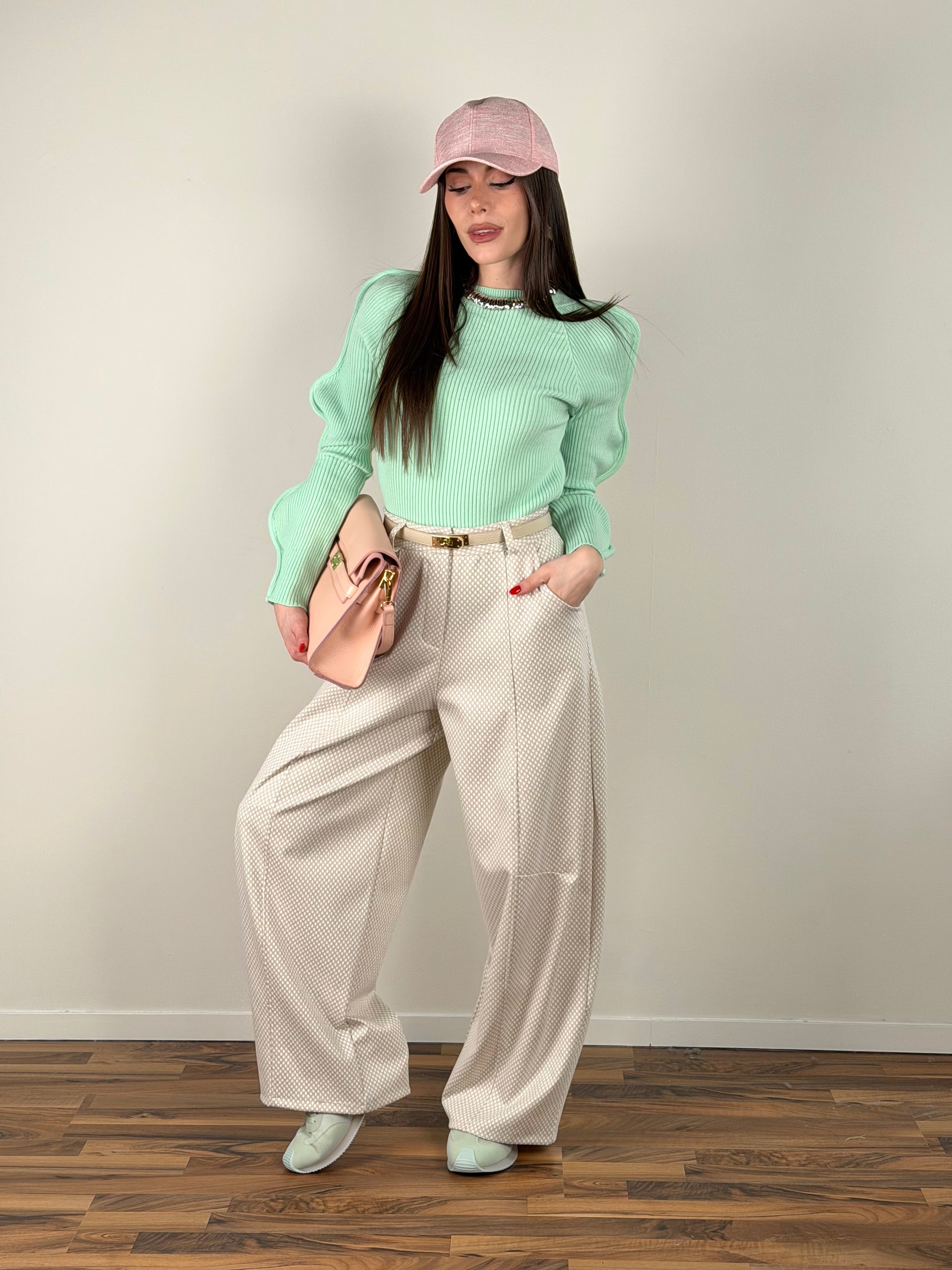 Pantalone pois beige