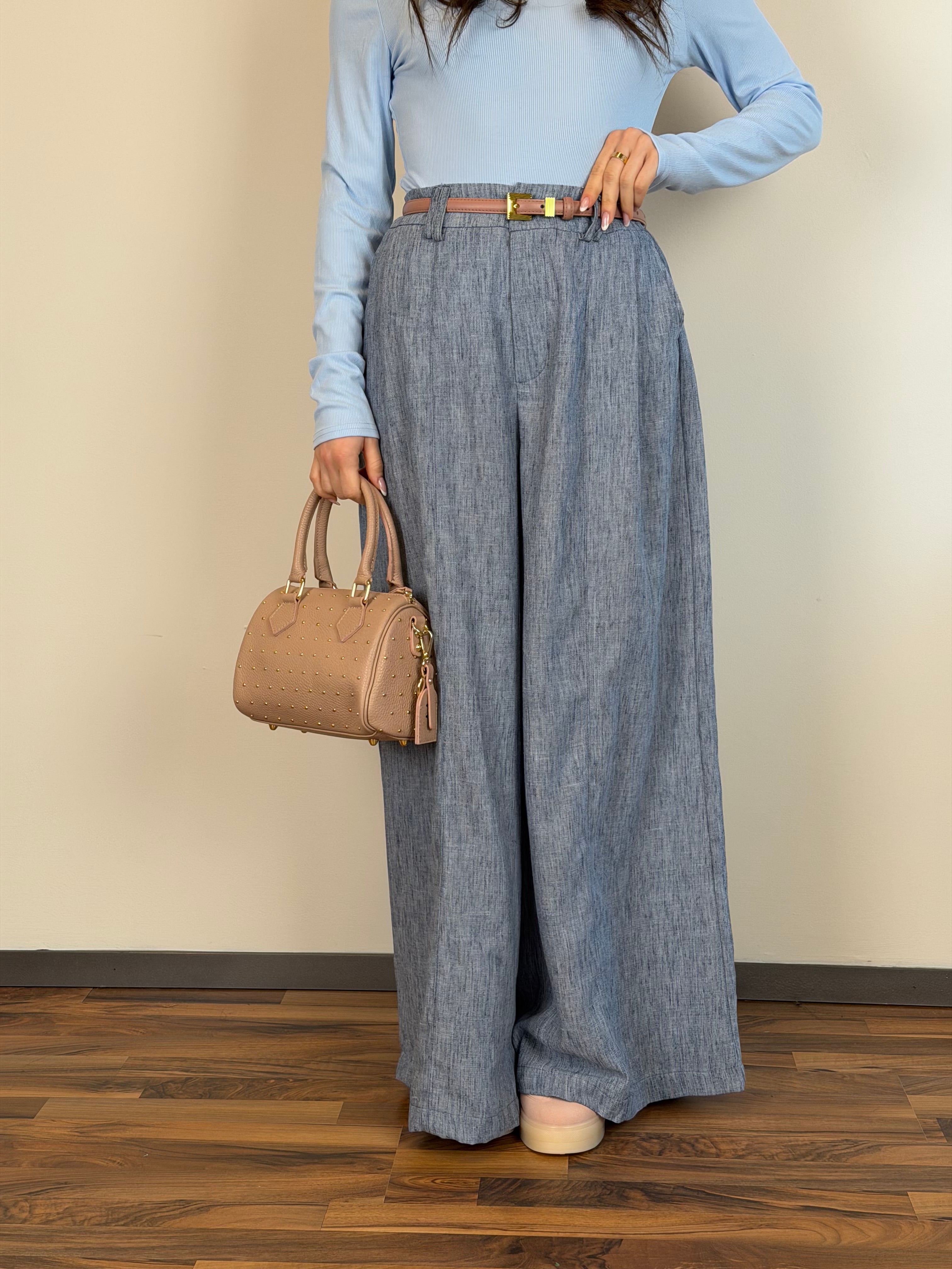 Pantalone coco celeste