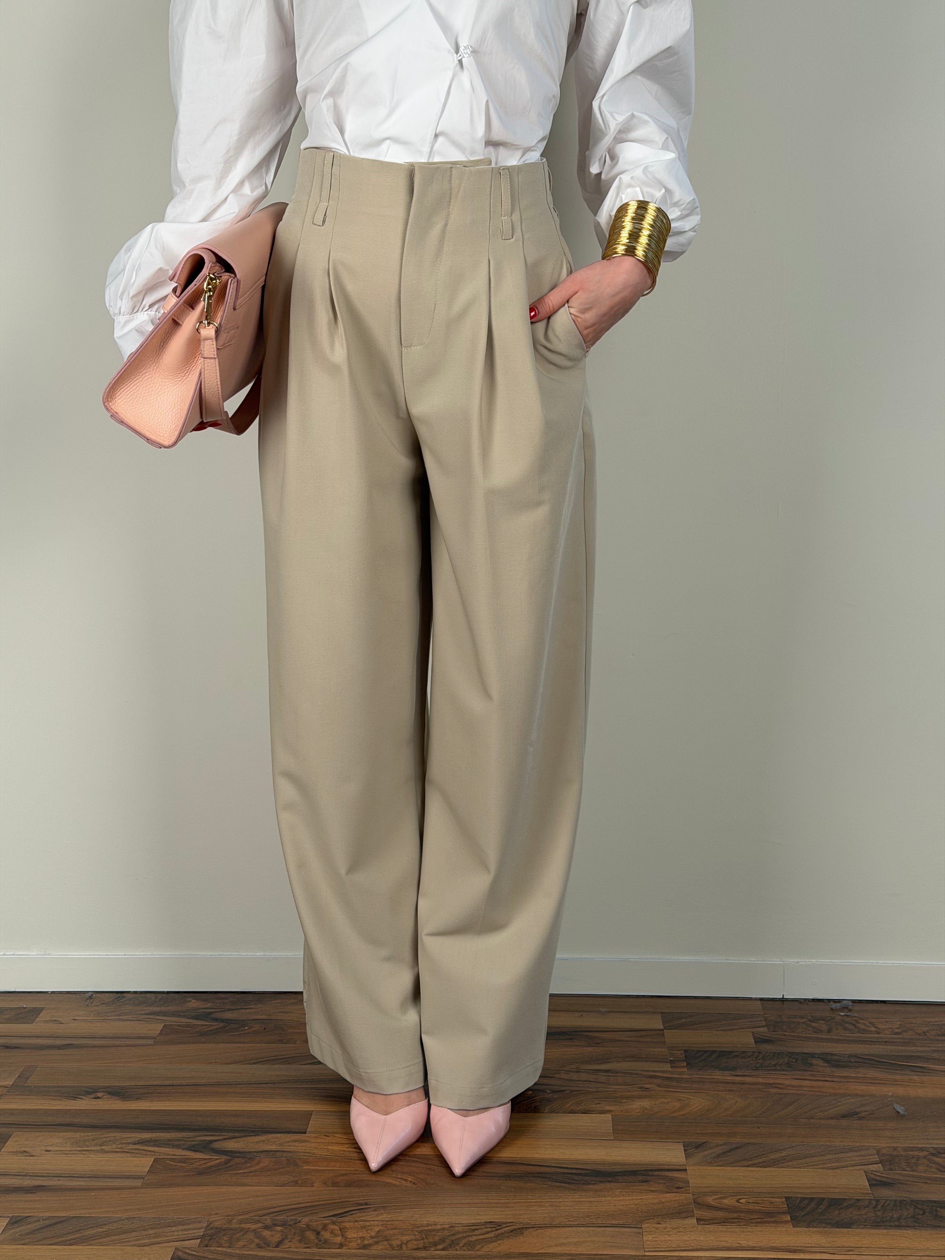 Pantalone palazzo Morgana beige