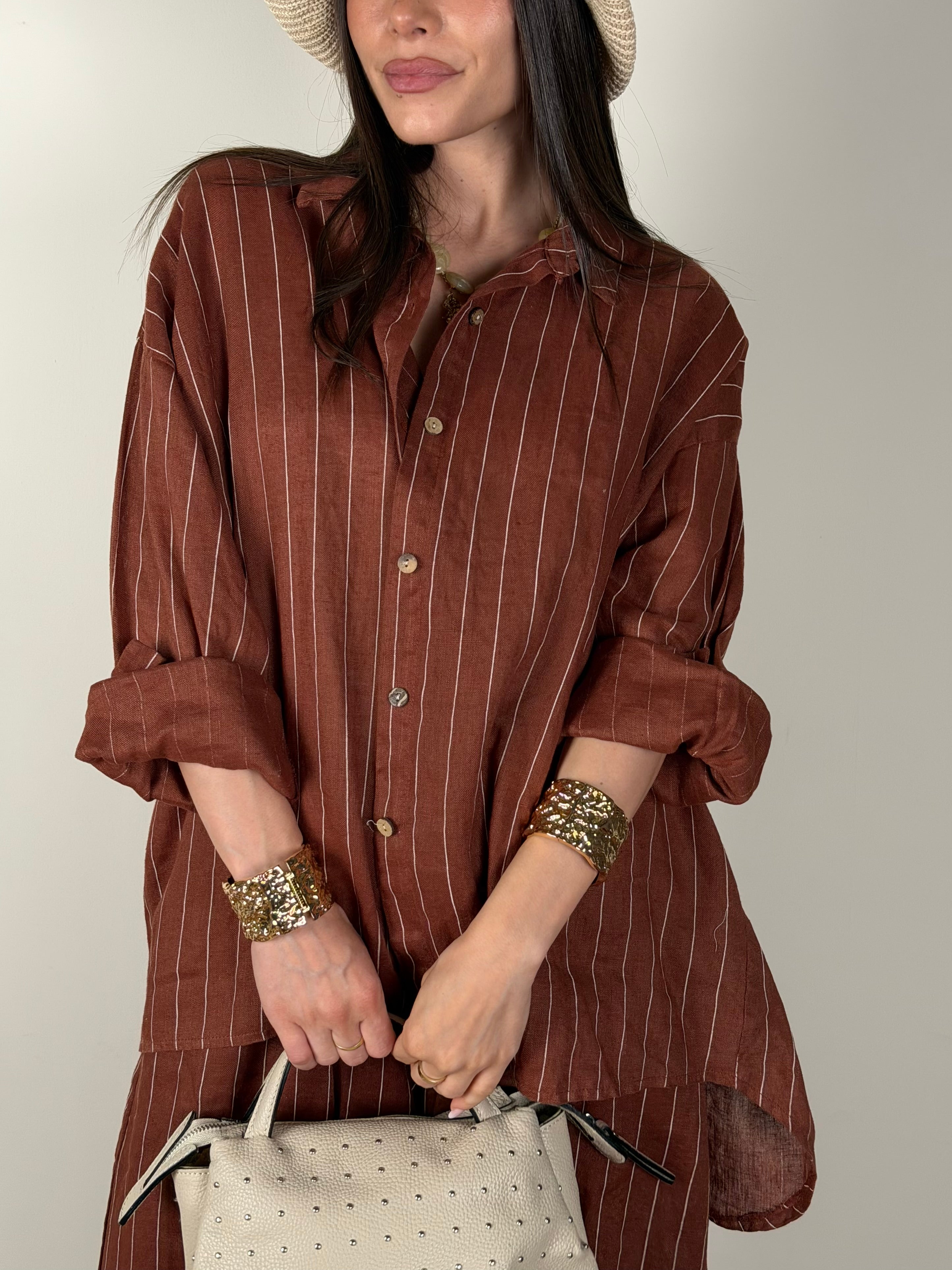 Camicia puro lino Margot coccio