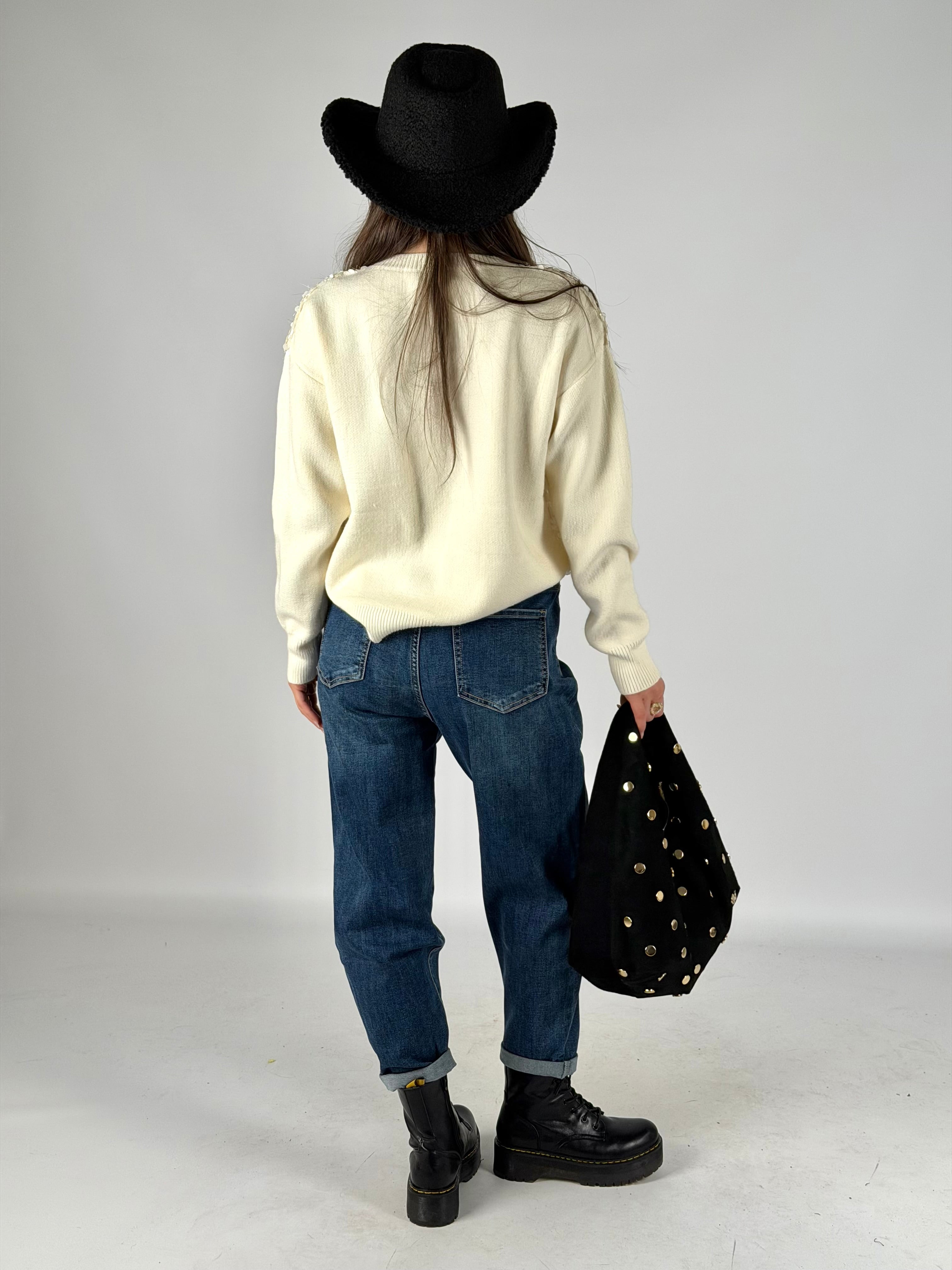 Jeans catena perla blu