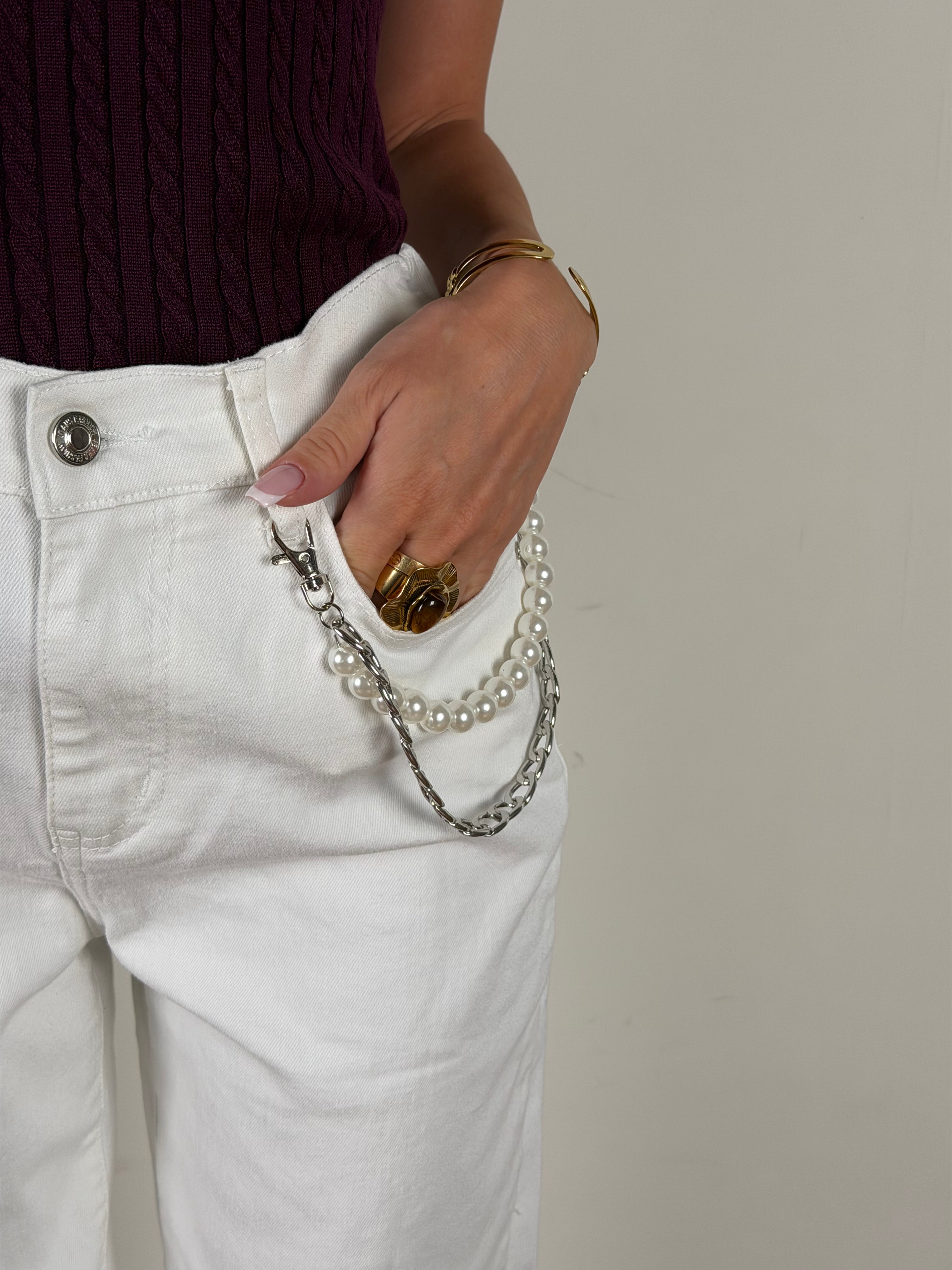Jeans catena perla bianco