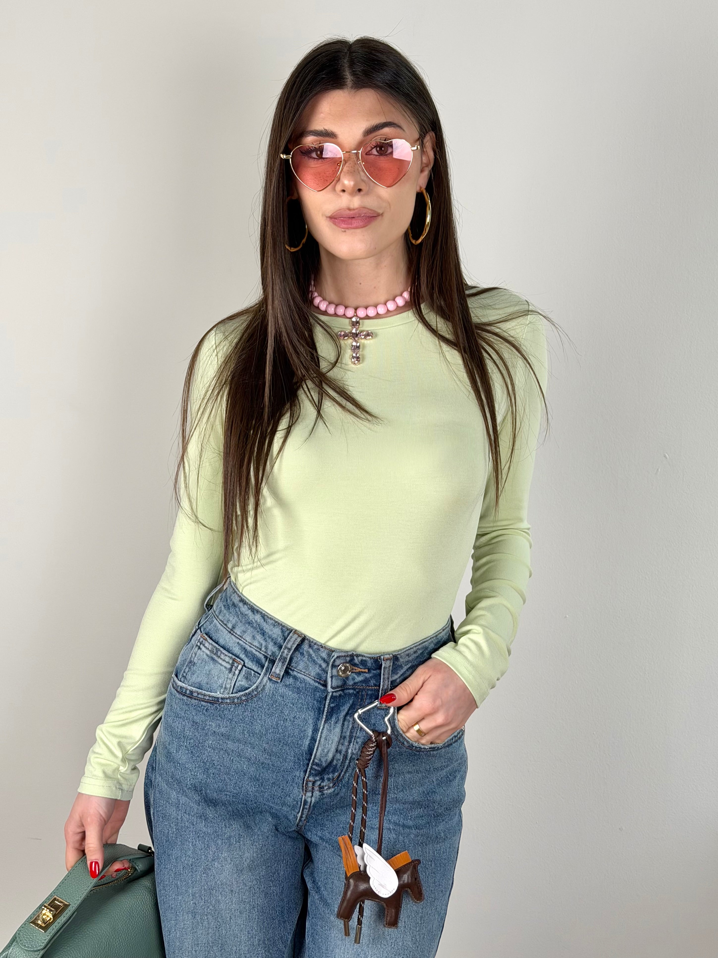 Maglia basic verde salvia