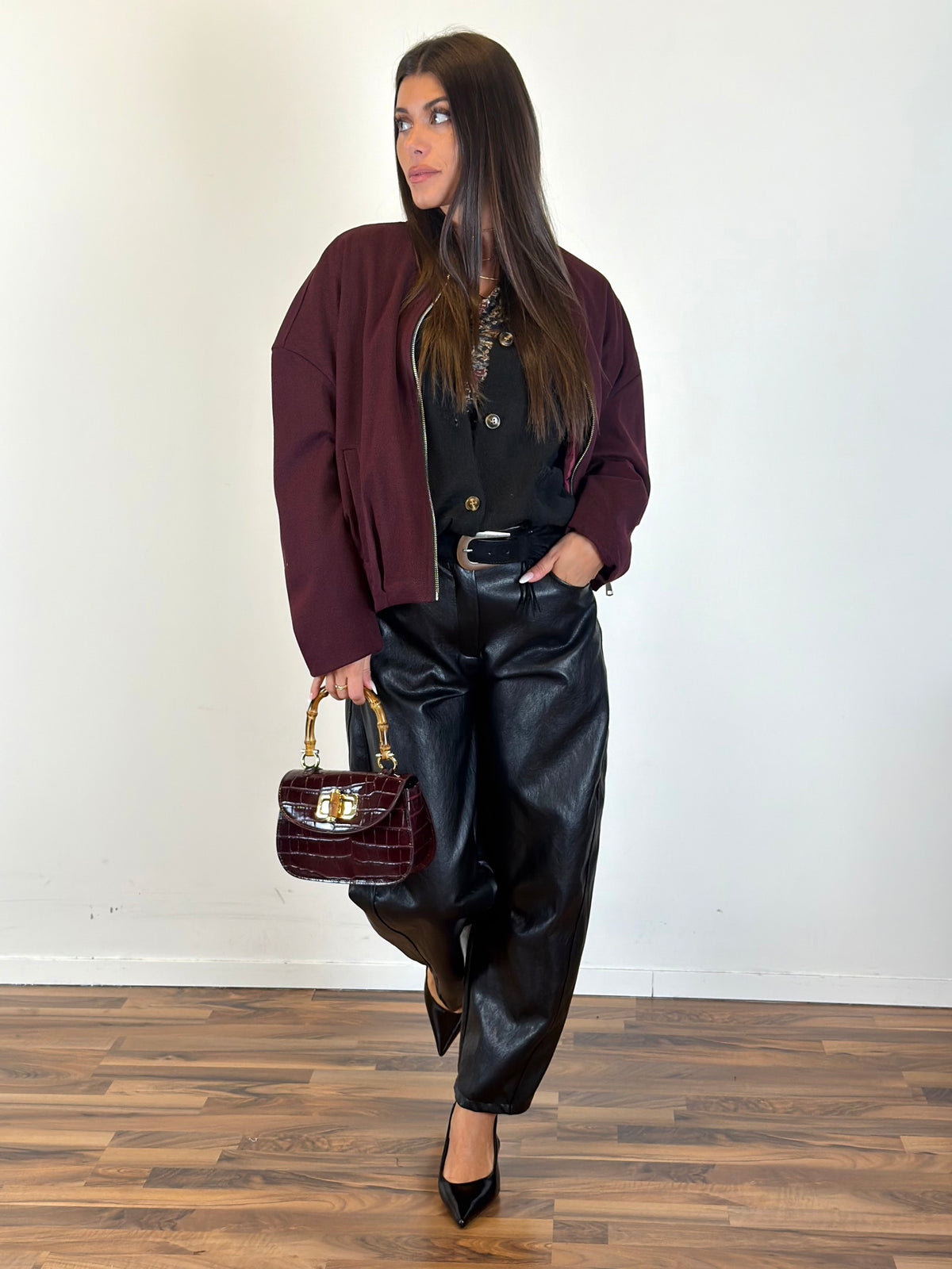 Cappotto Spigato bordeaux