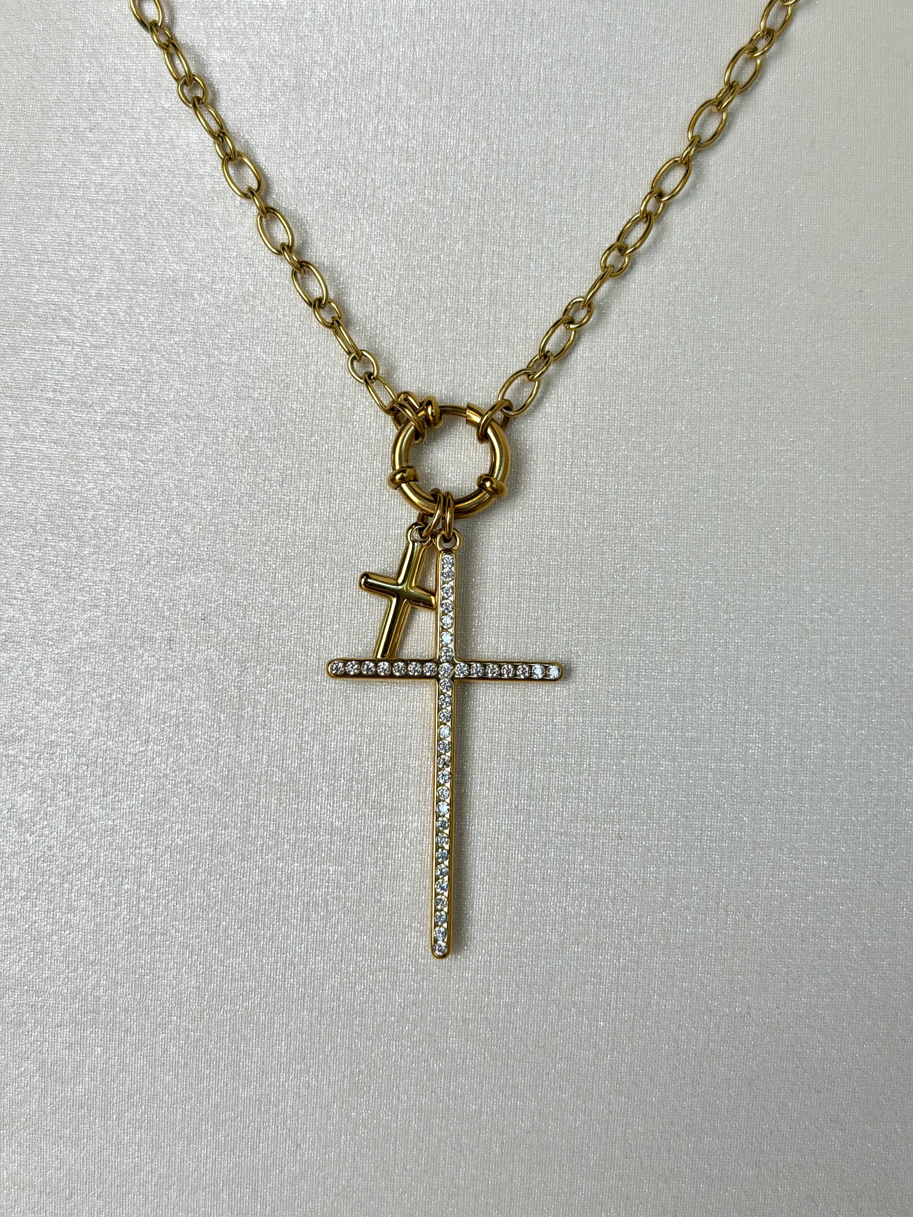 Collana doppia croce  - collezione Rock
