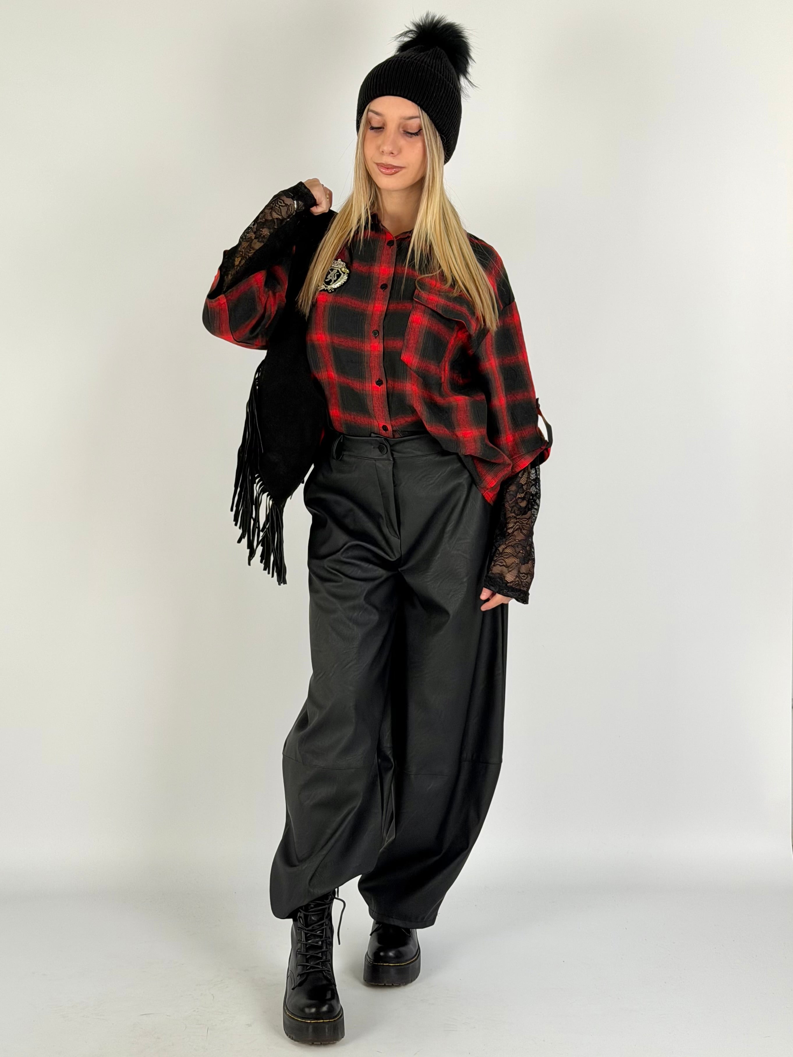 Camicia check Sally rossa