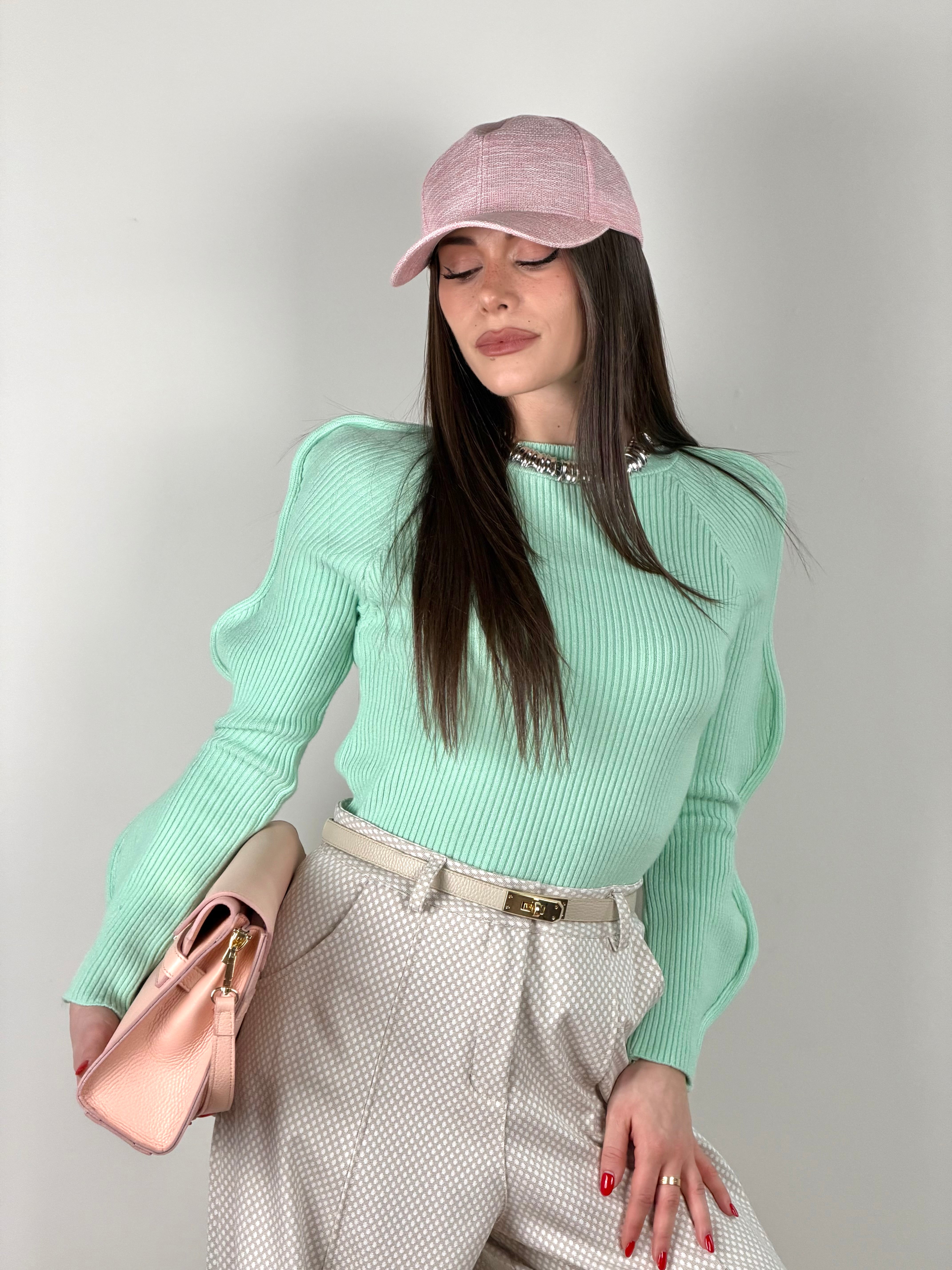 Maglia onde verde salvia