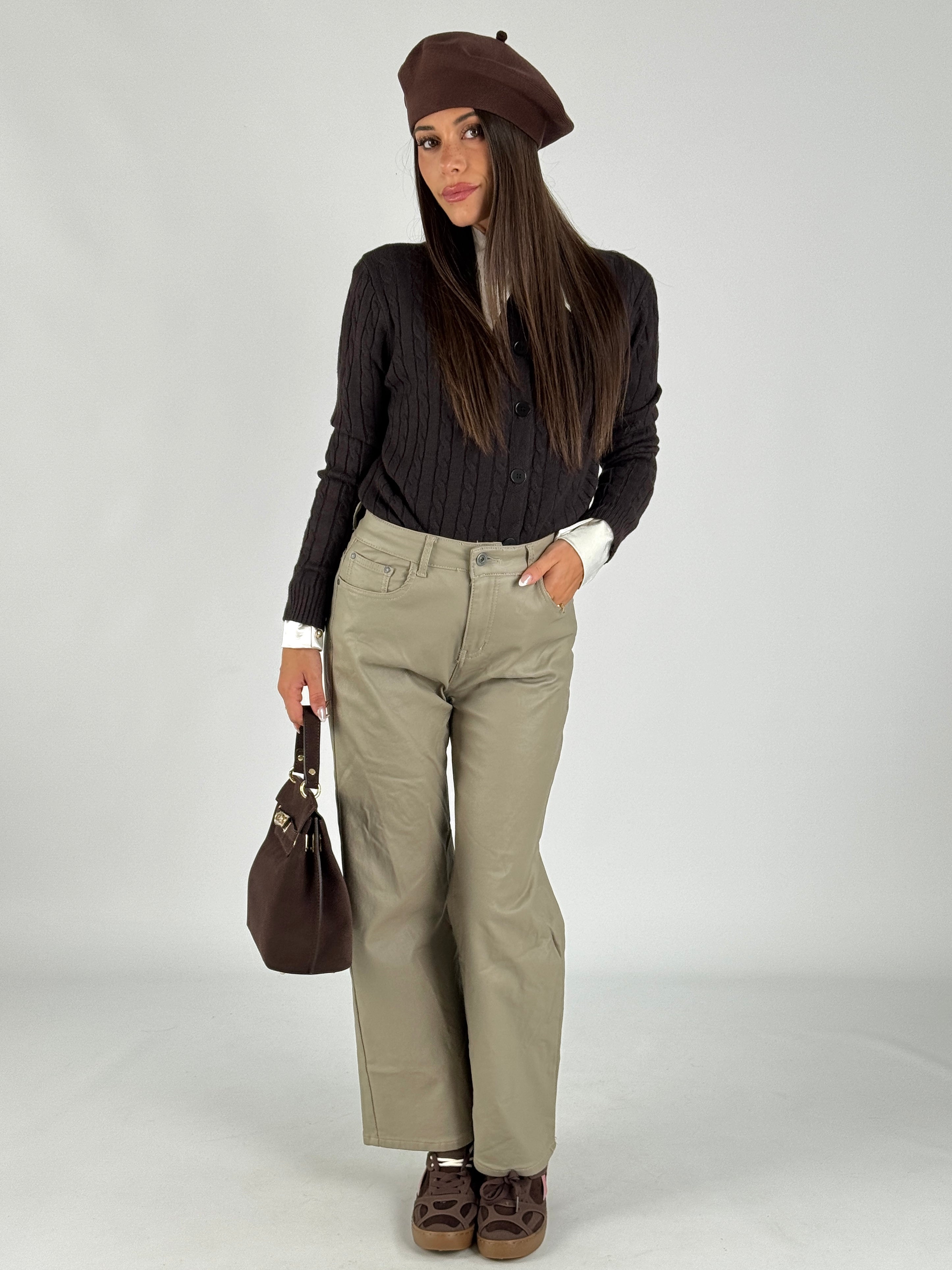 Pantalone in ecopelle Vicy beige