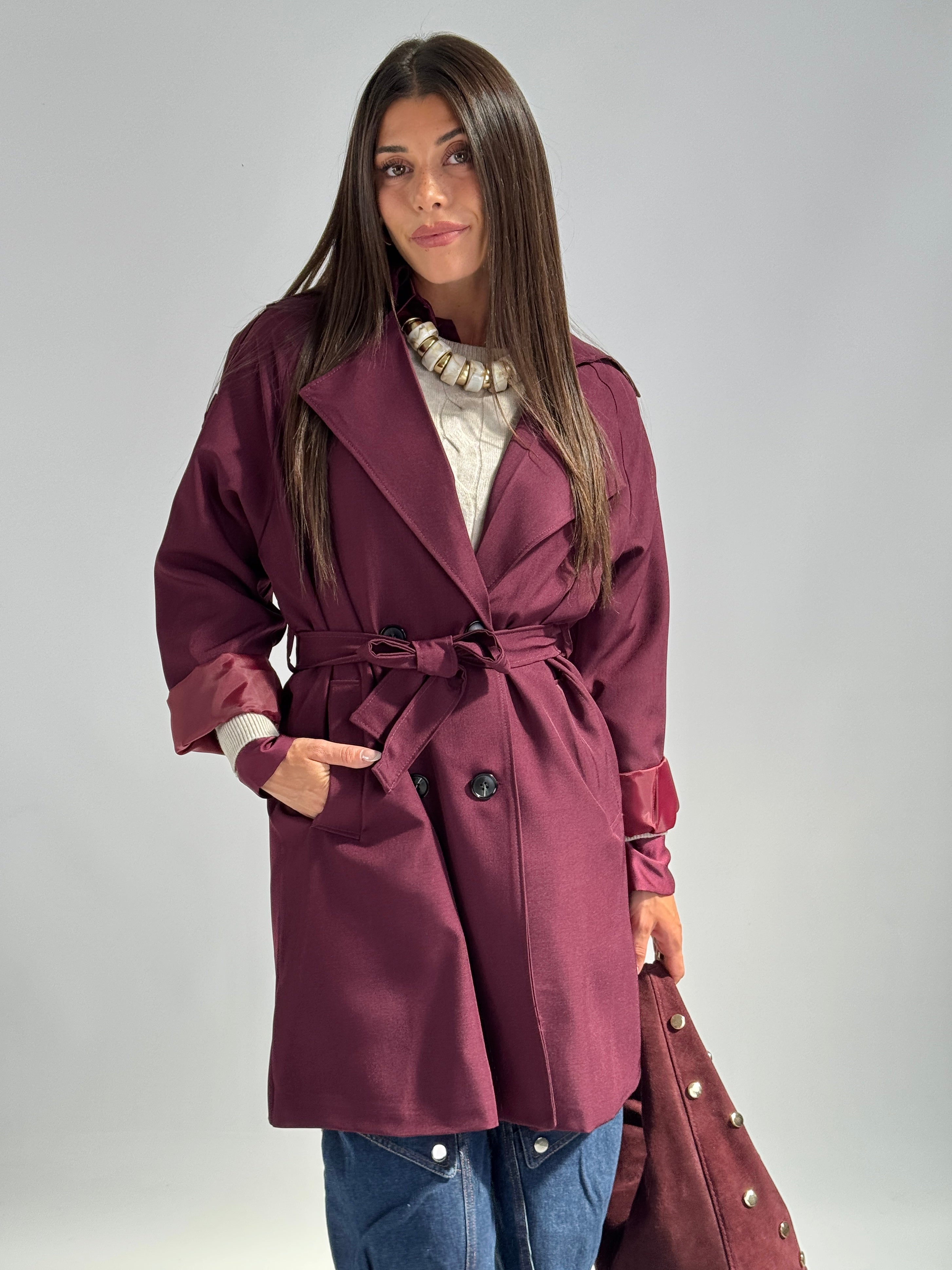 Trench 3/4 bordeaux