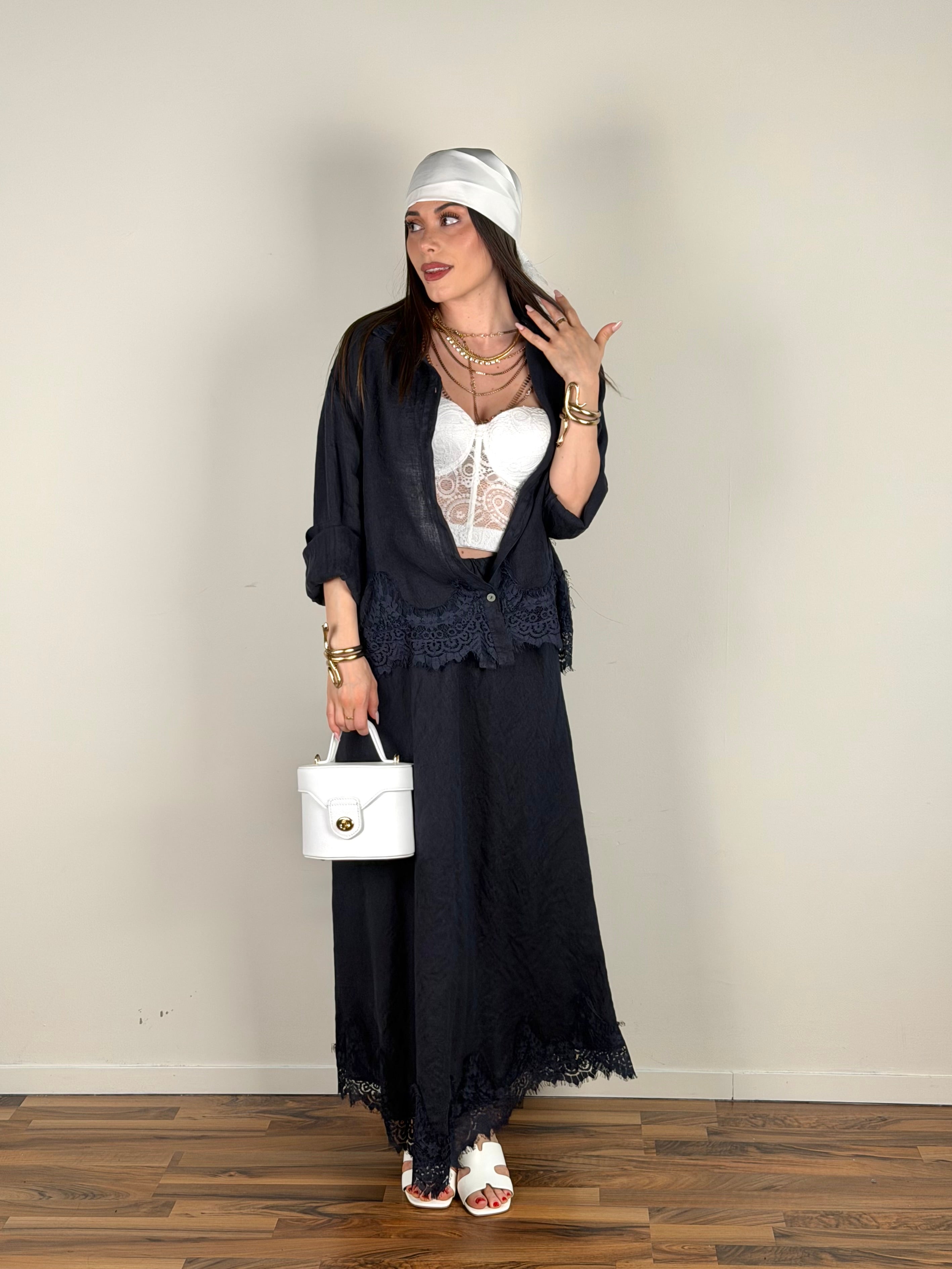 Camicia puro lino Marlene blu