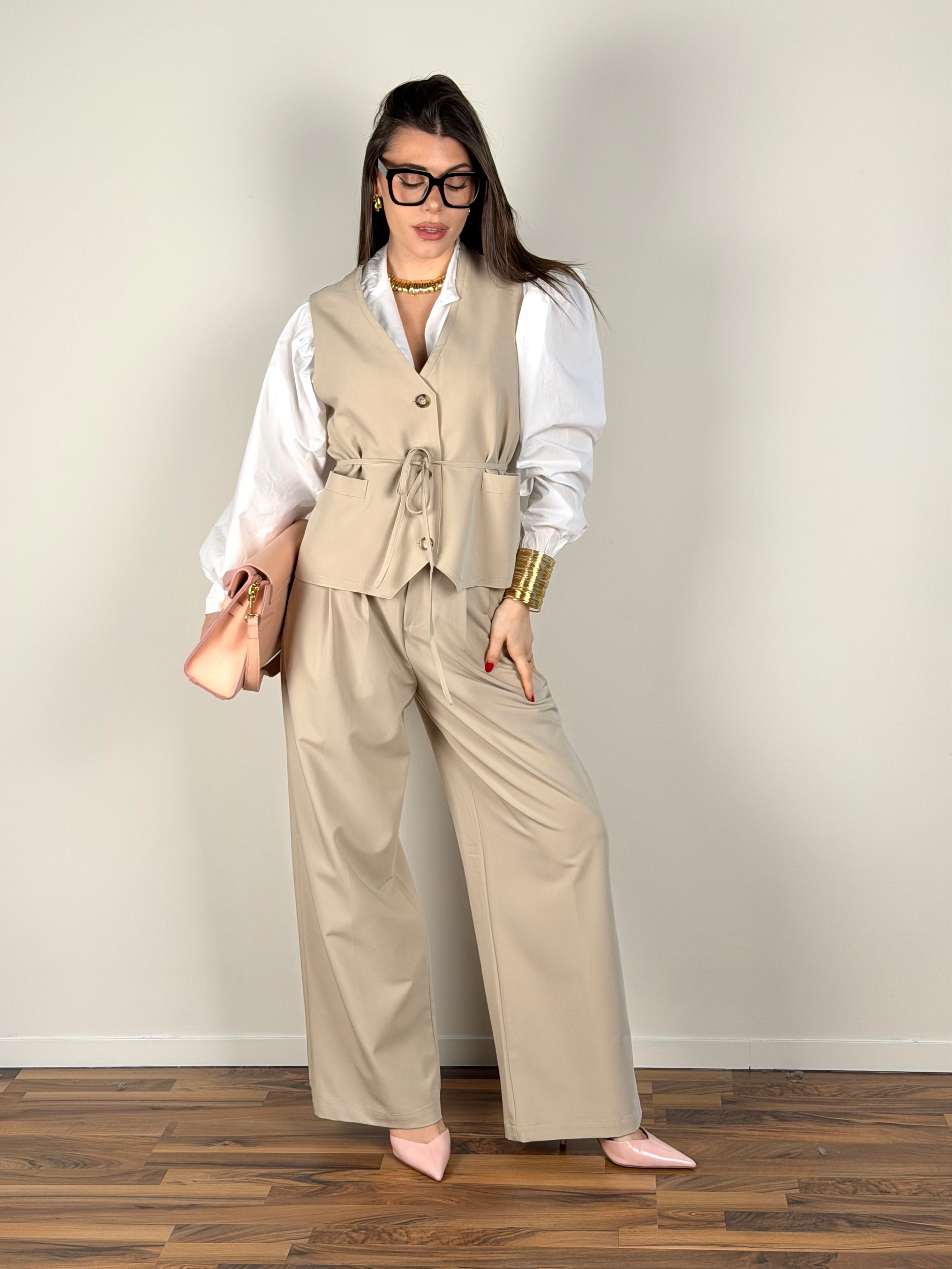 Pantalone palazzo Morgana beige