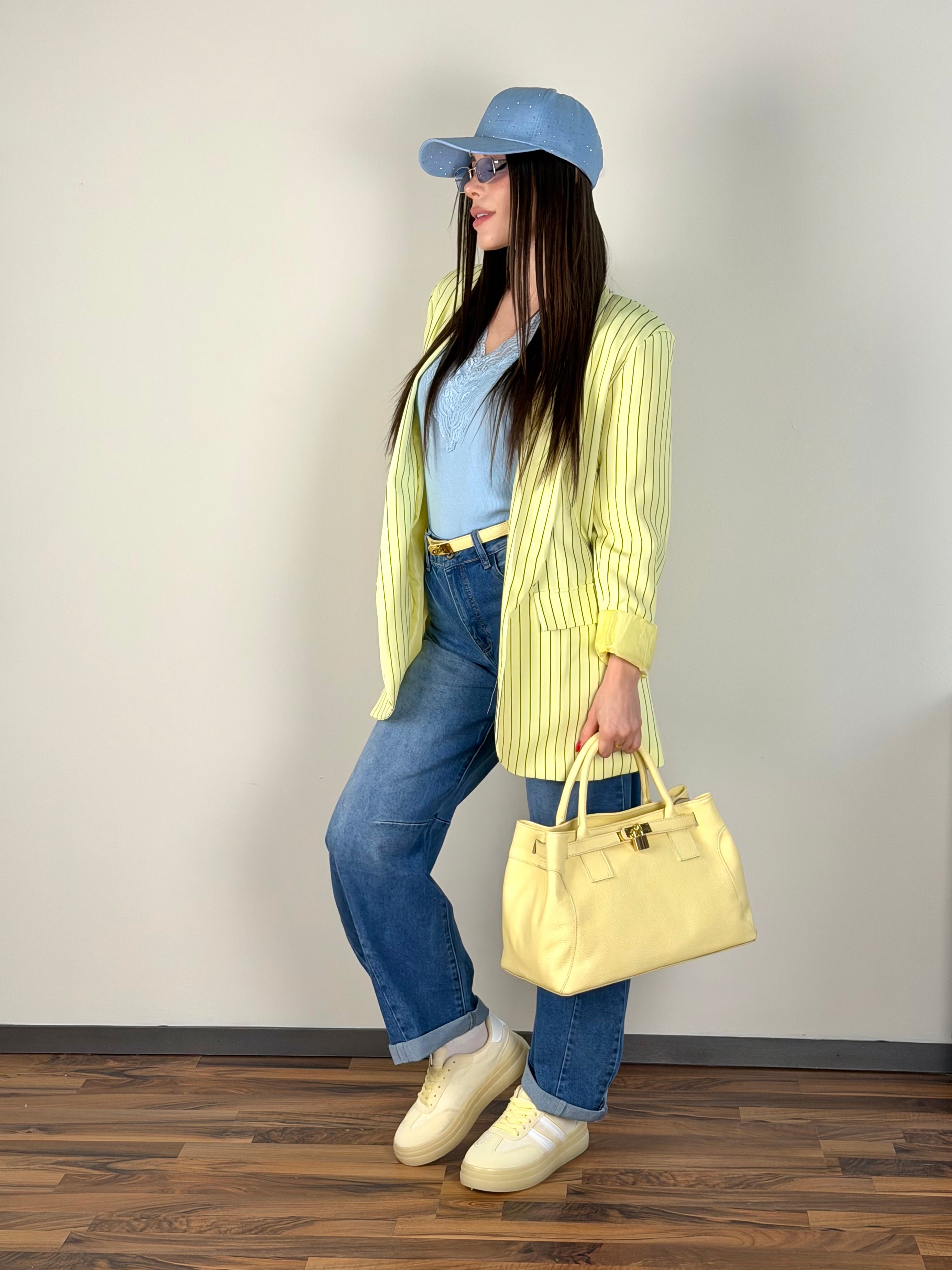 Giacca gessata gialla