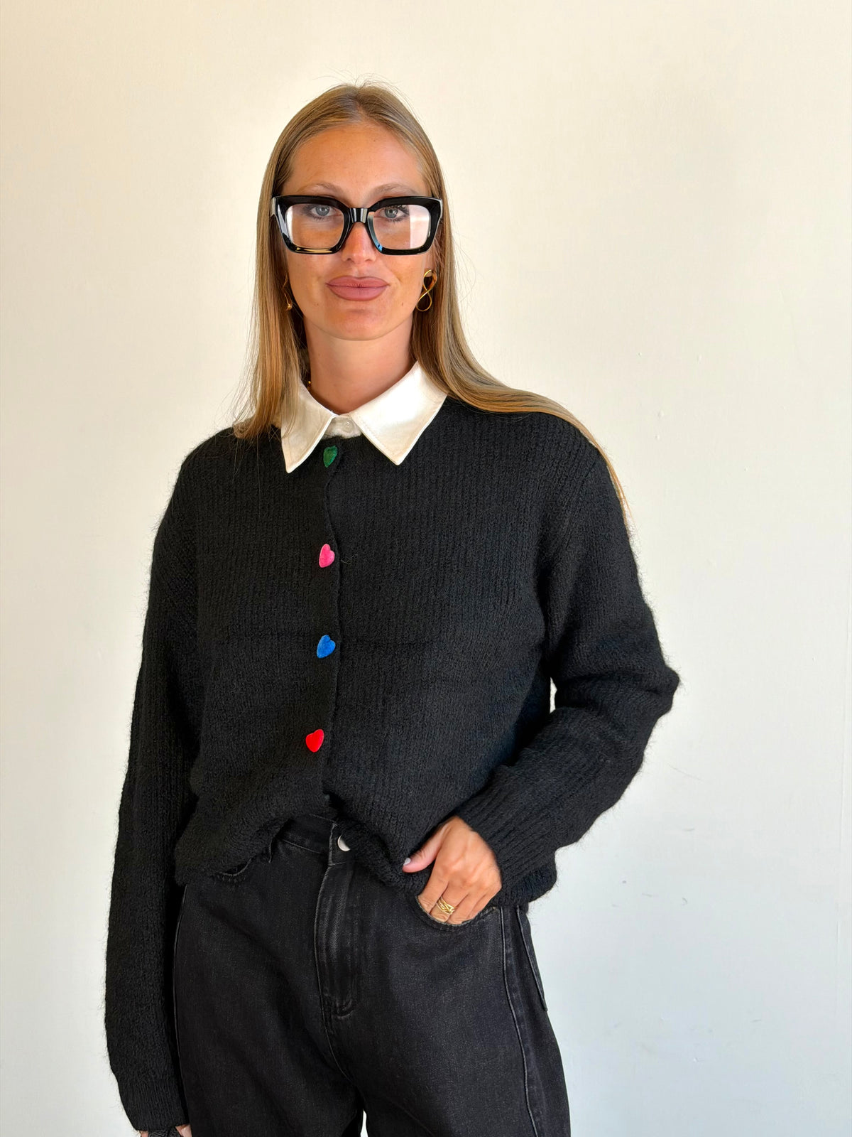 Maglia bottoni colorati nero
