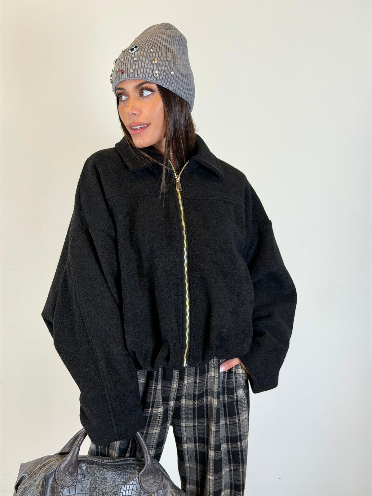 Cappotto Bomber Bonton nero