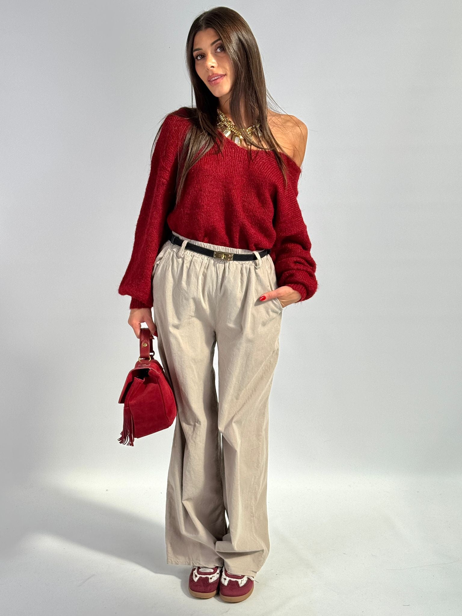 Maglioncino fiocco bordeaux