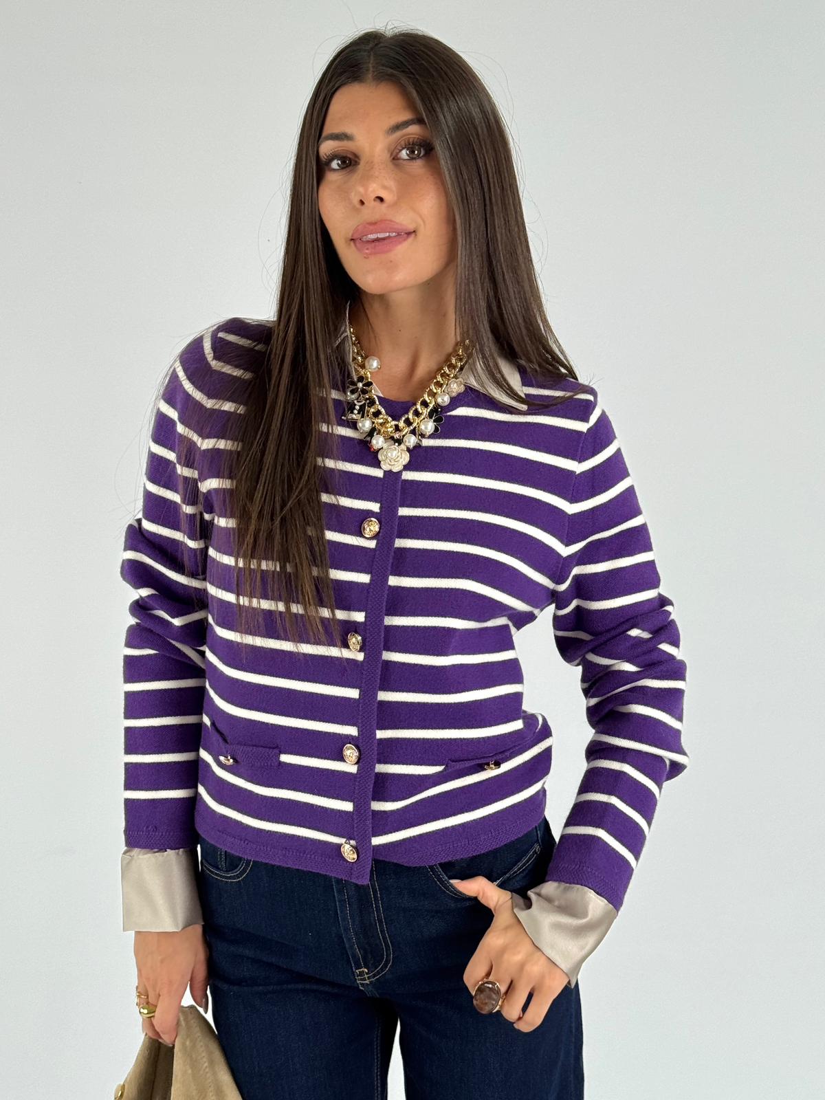 Maglioncino righe viola
