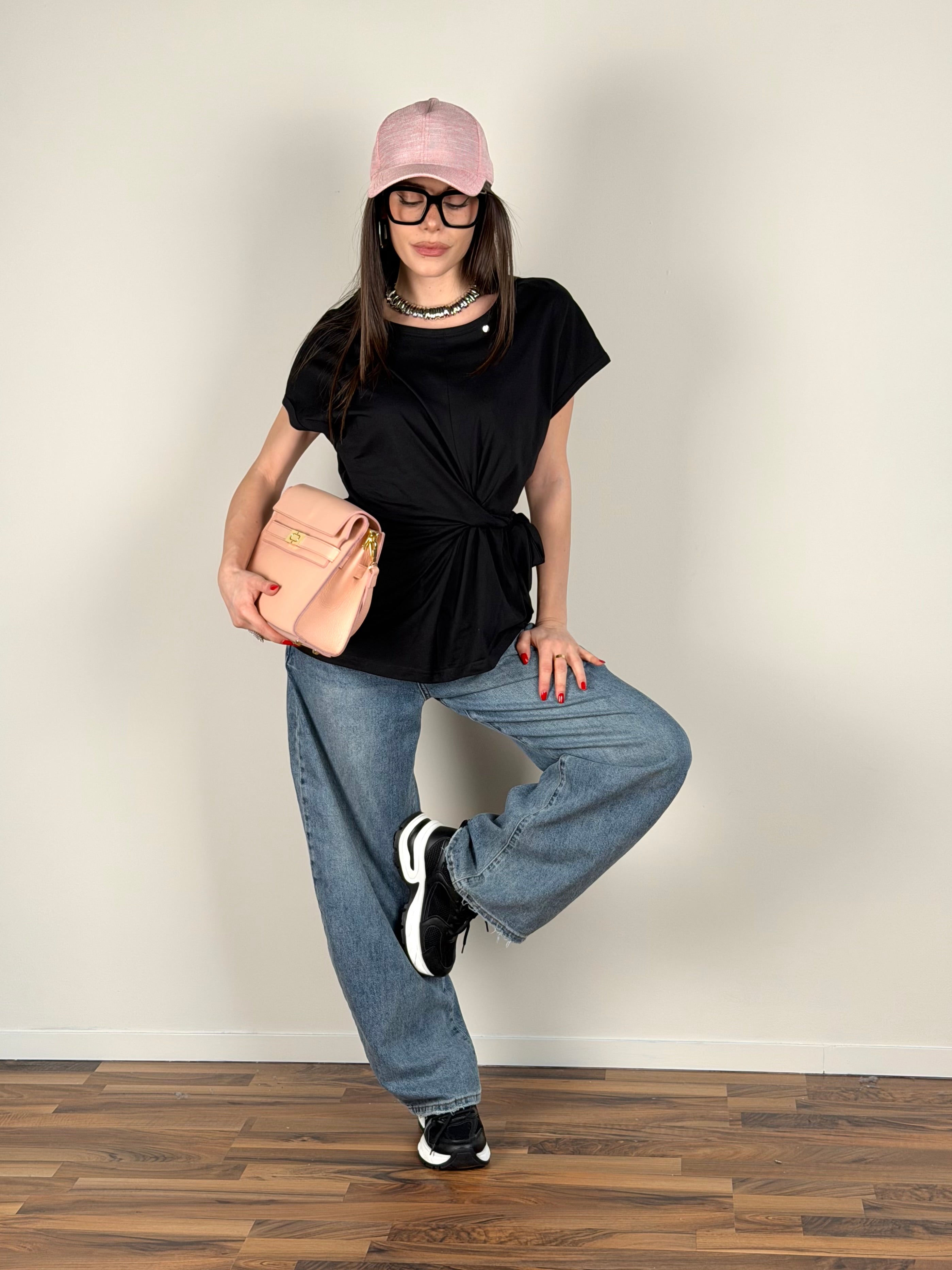 T-shirt nodino laterale nero