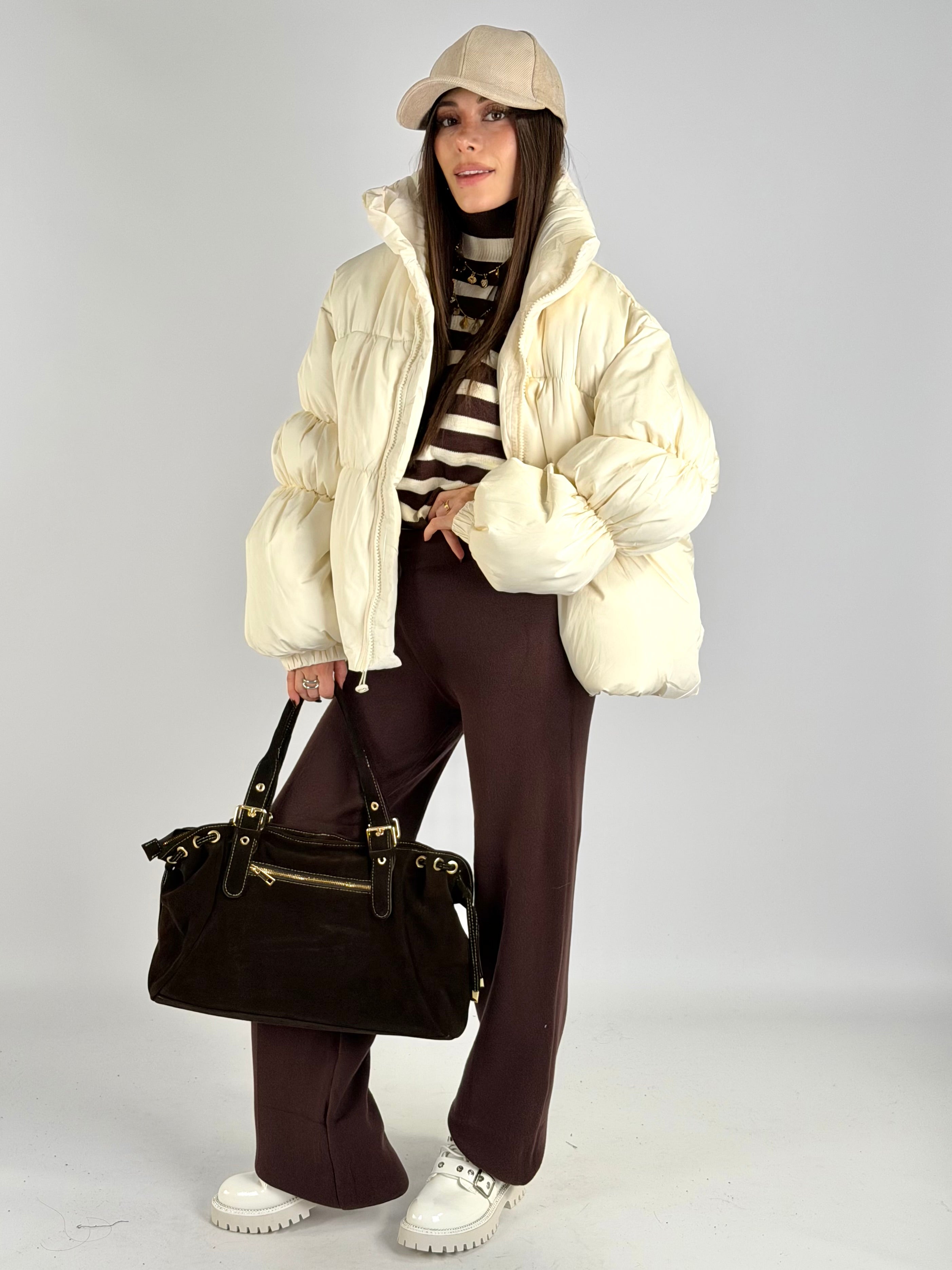 Piumino manica sbuffo beige