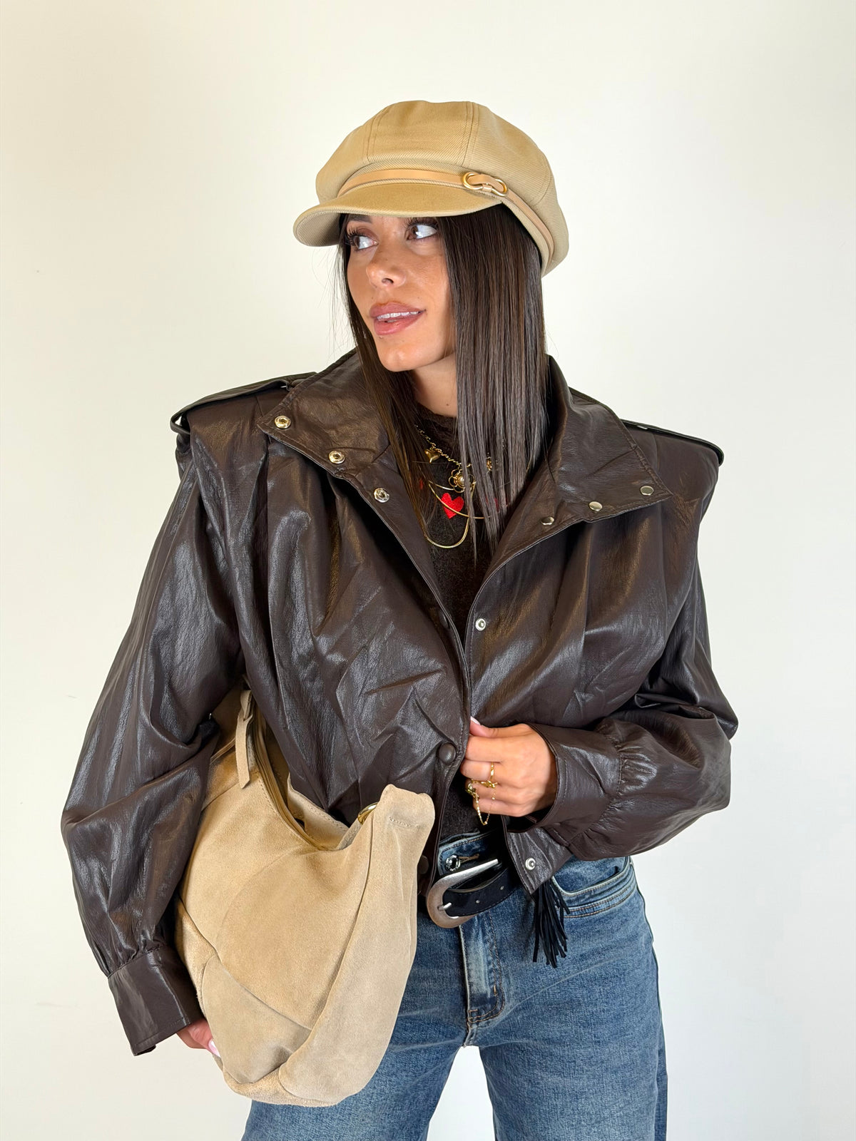 Bomber ecopelle London moro