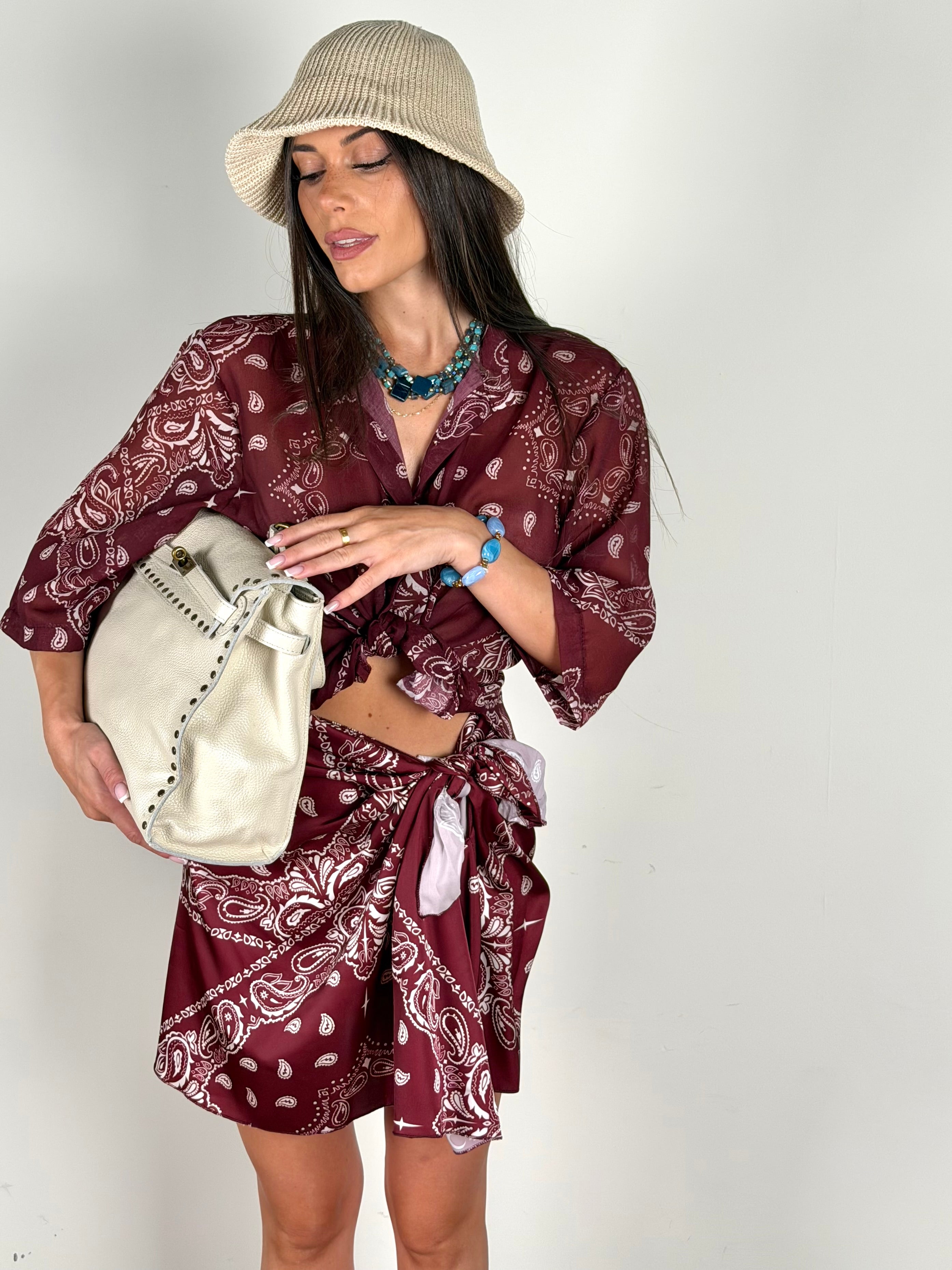 Gonna pareo bandana bordeaux