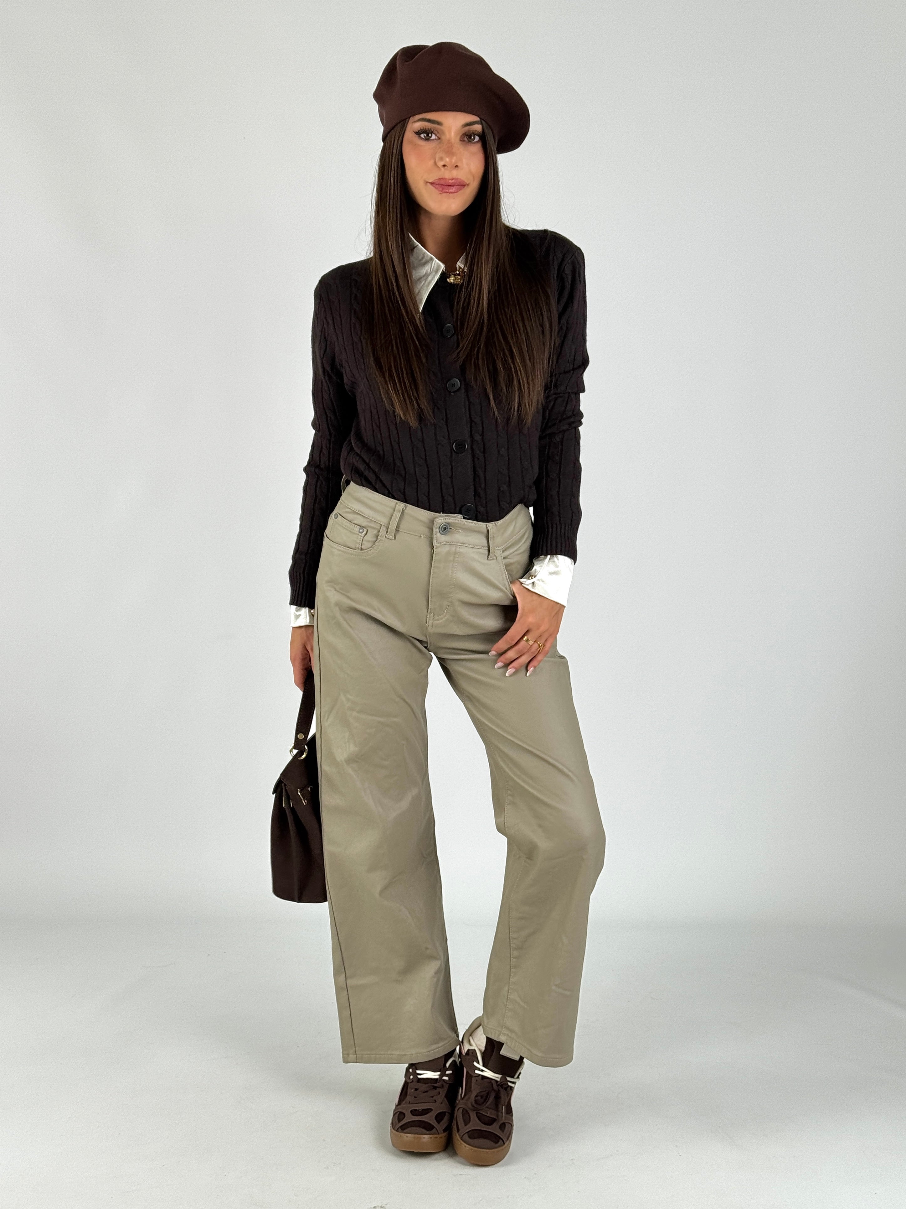 Pantalone in ecopelle Vicy beige