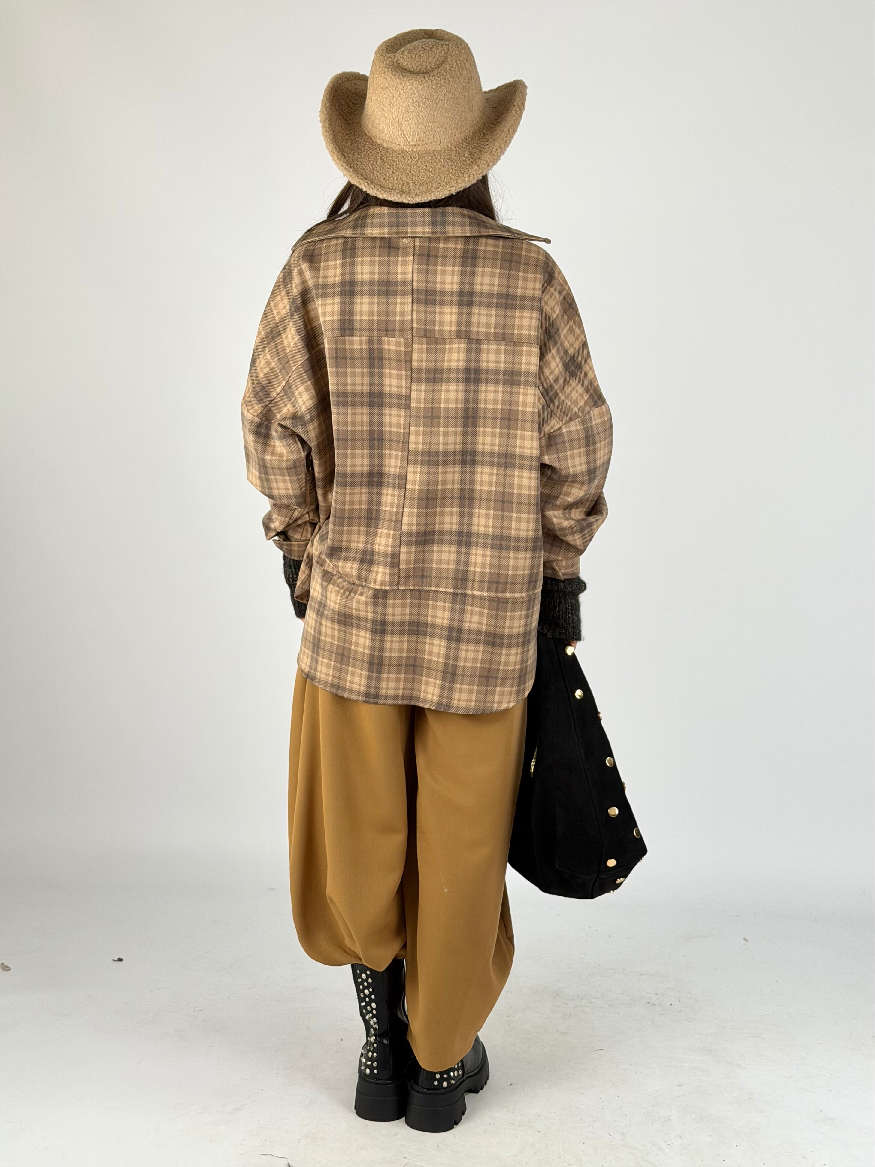 Camicia check parigina tabacco