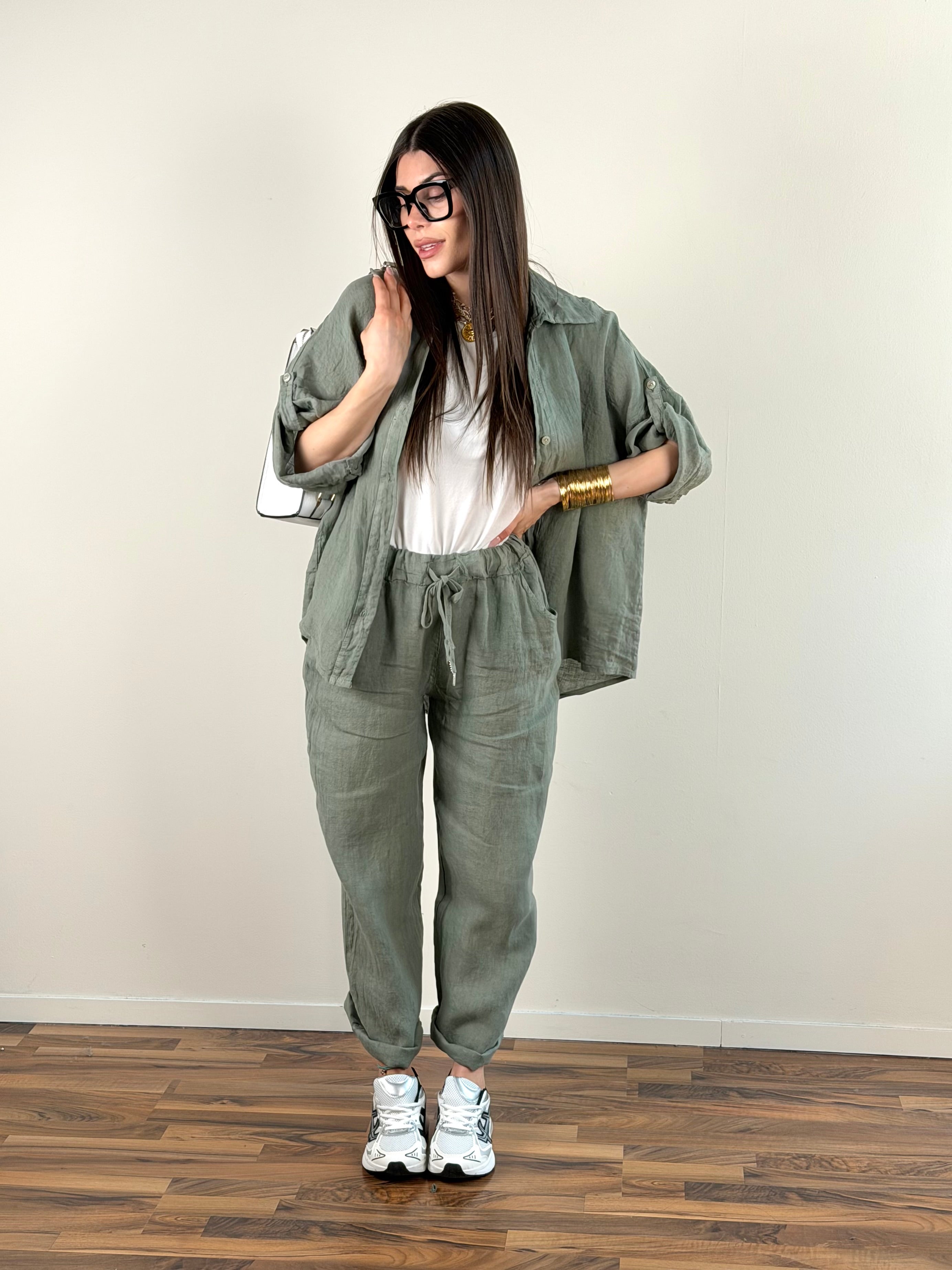 Camicia Sandy Puro Lino verde