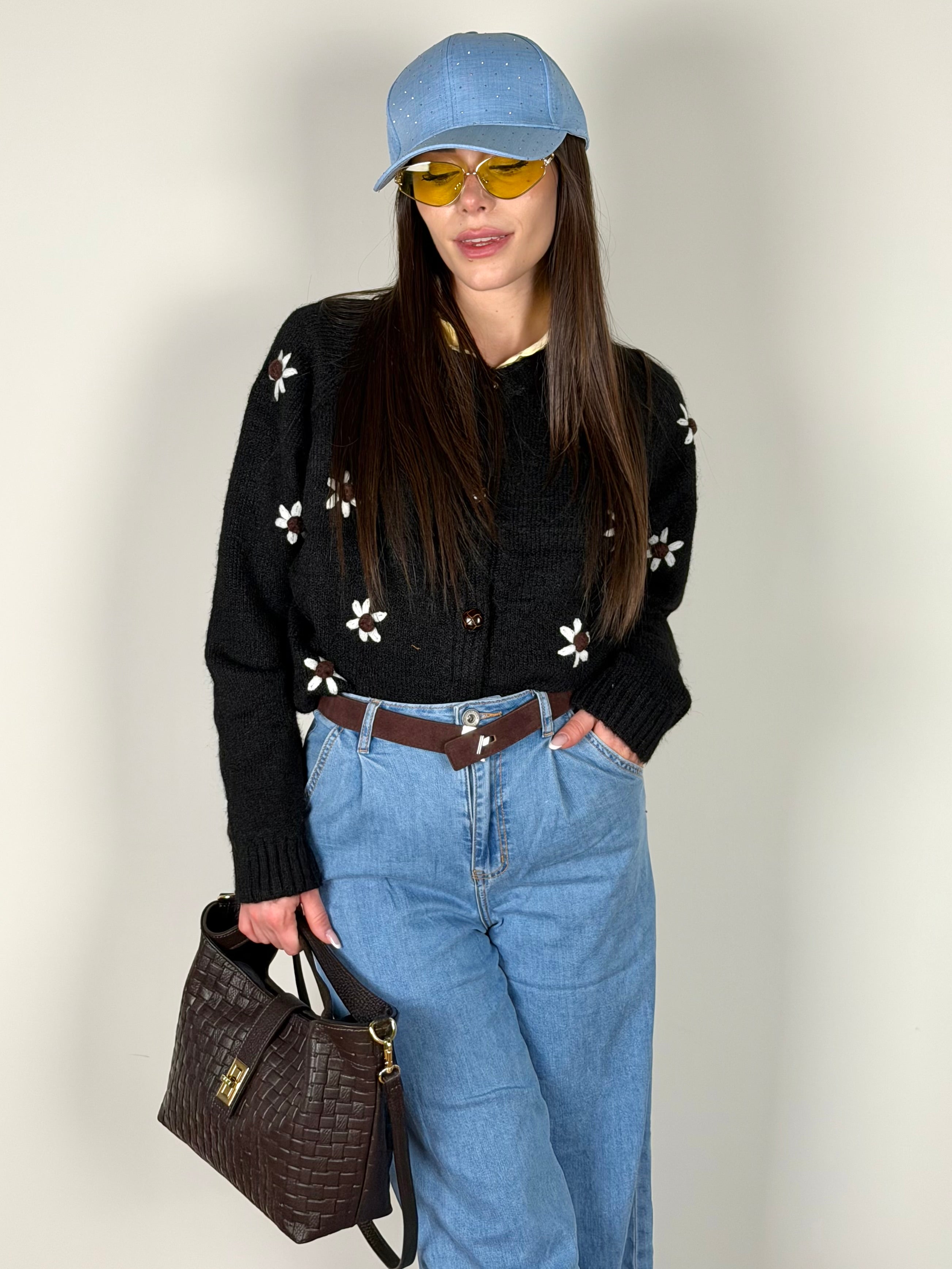 Maglia premium flowers nera