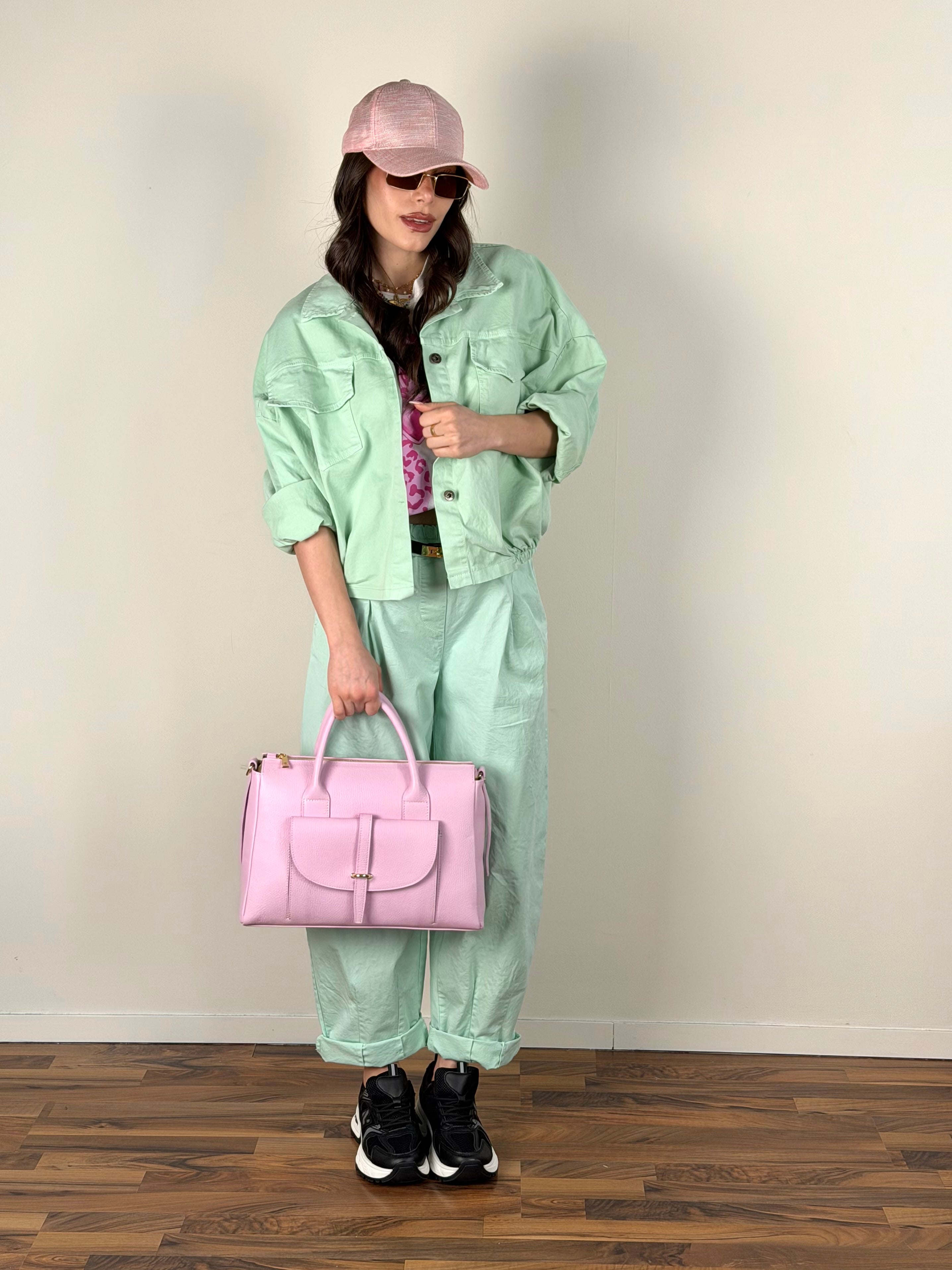 Giubbino jeans Carmen verde acqua