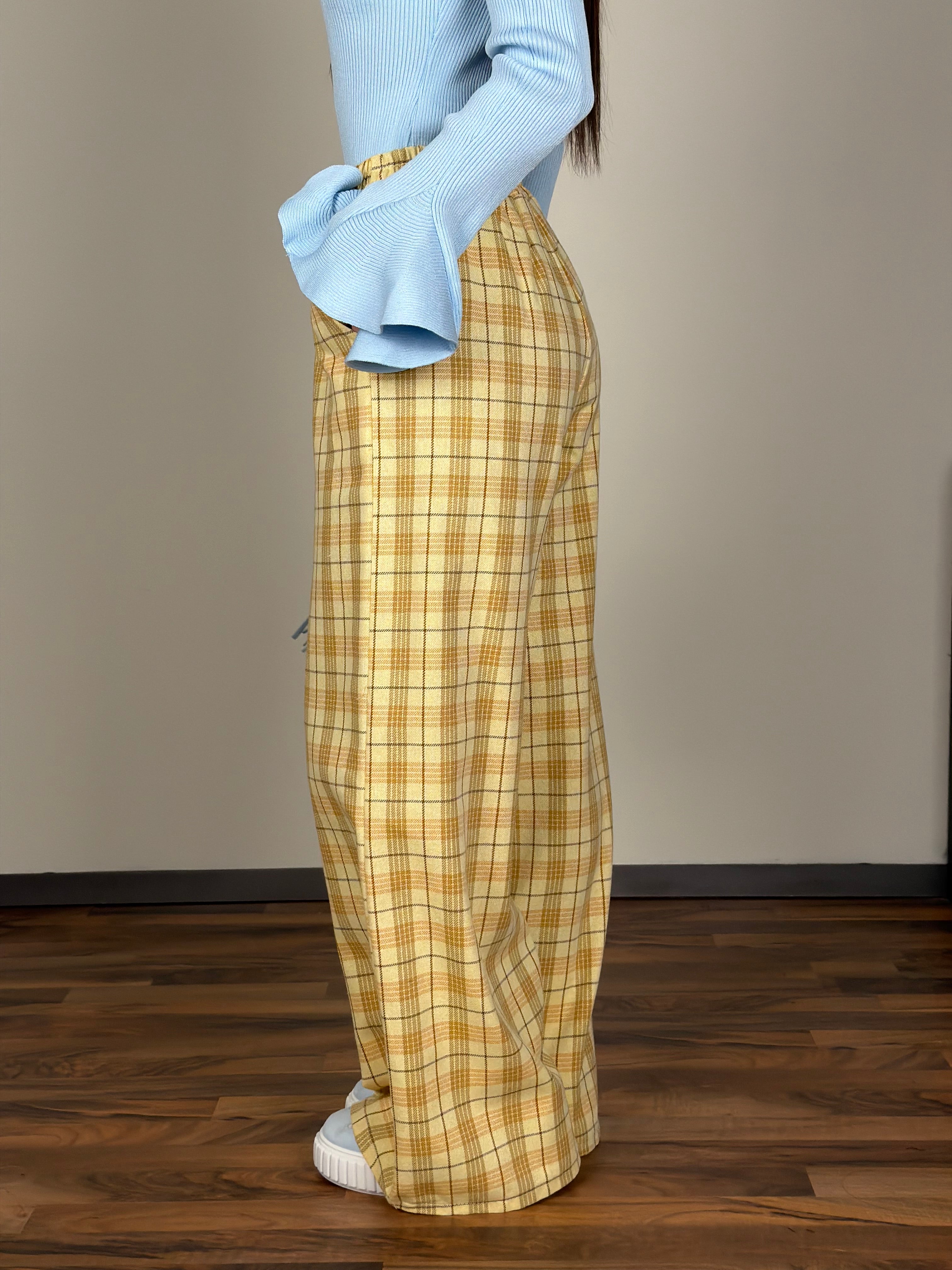 Pantalone check urban giallo