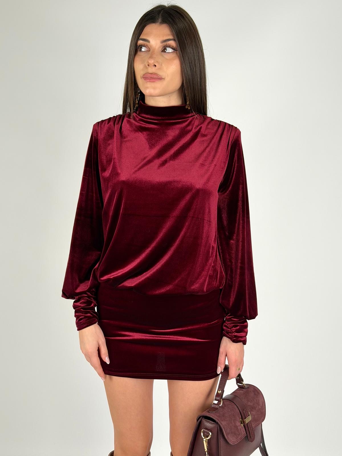 Abito velluto bordeaux