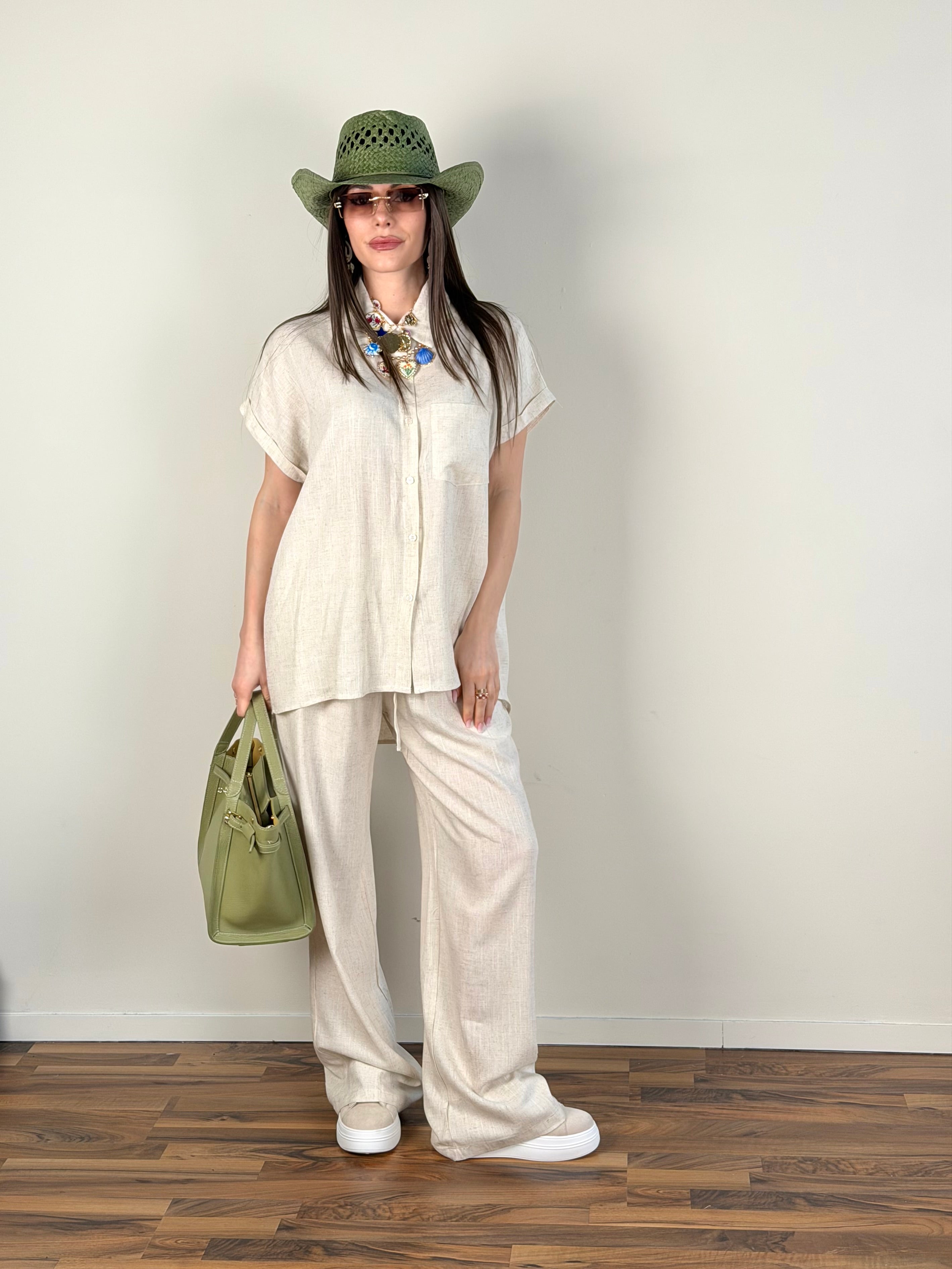 Completo lino beige