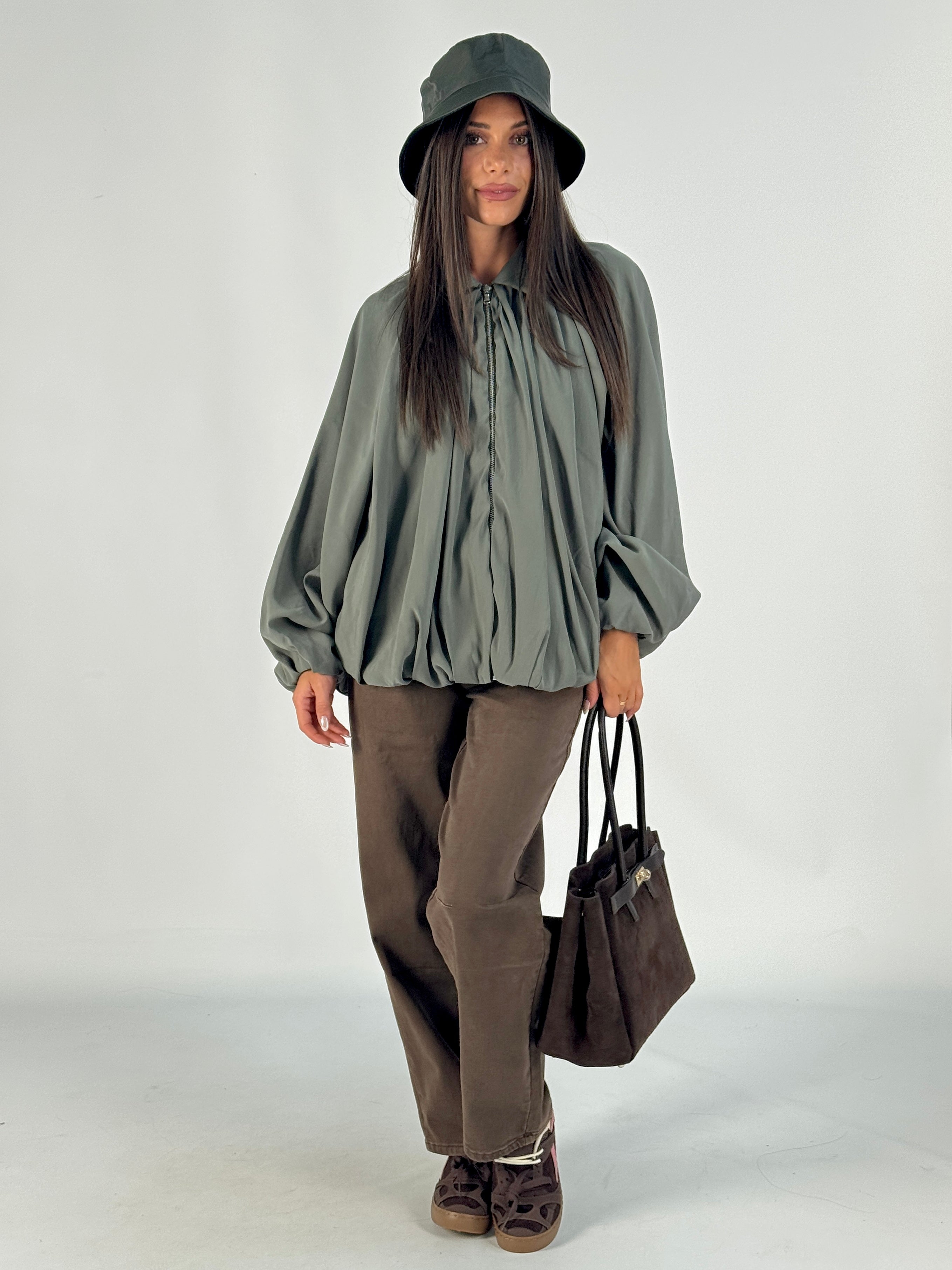 Giubbino a sbuffo verde