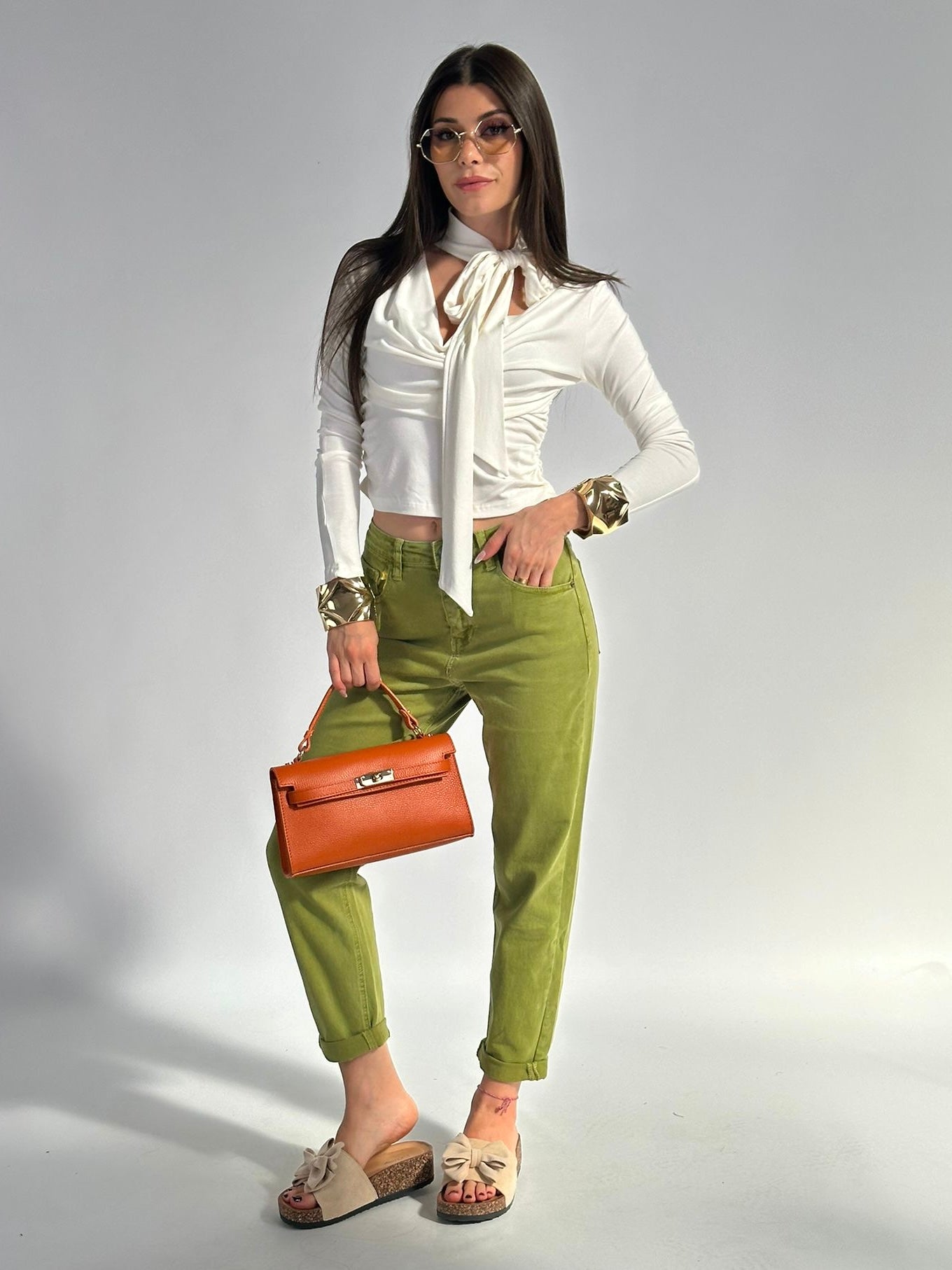 Jeans Iris verde acido