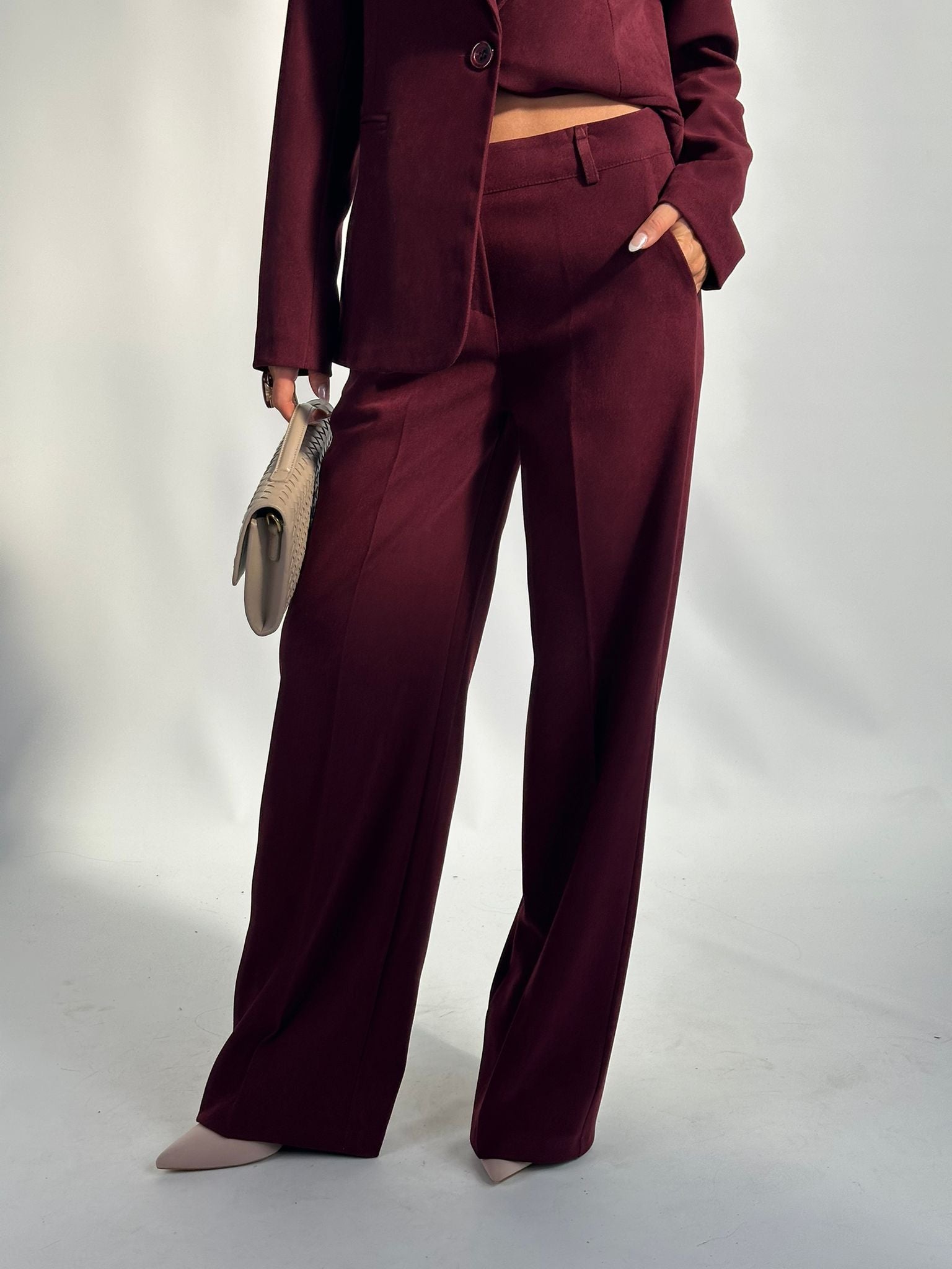 Completo velluto palazzo bordeaux